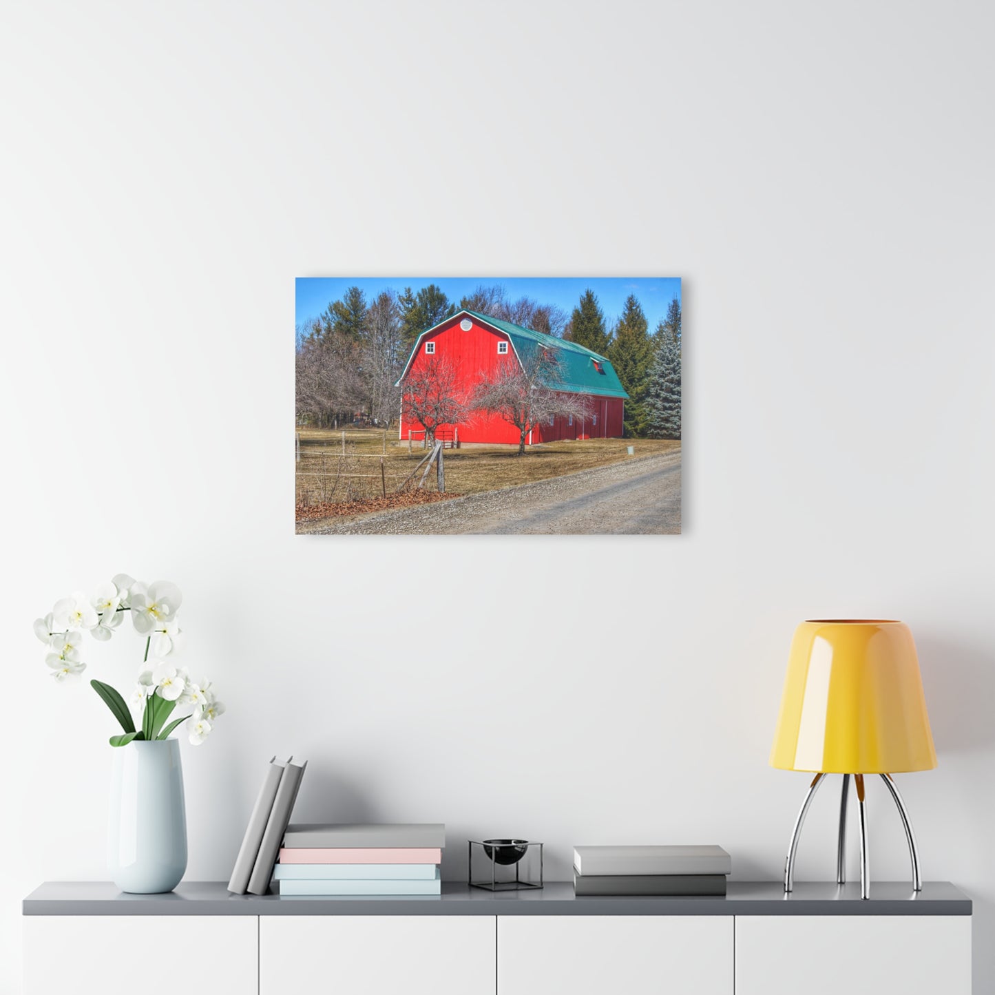 U R There Photography Campground Road Red Rustic Farmhouse Acrylic Wall Print