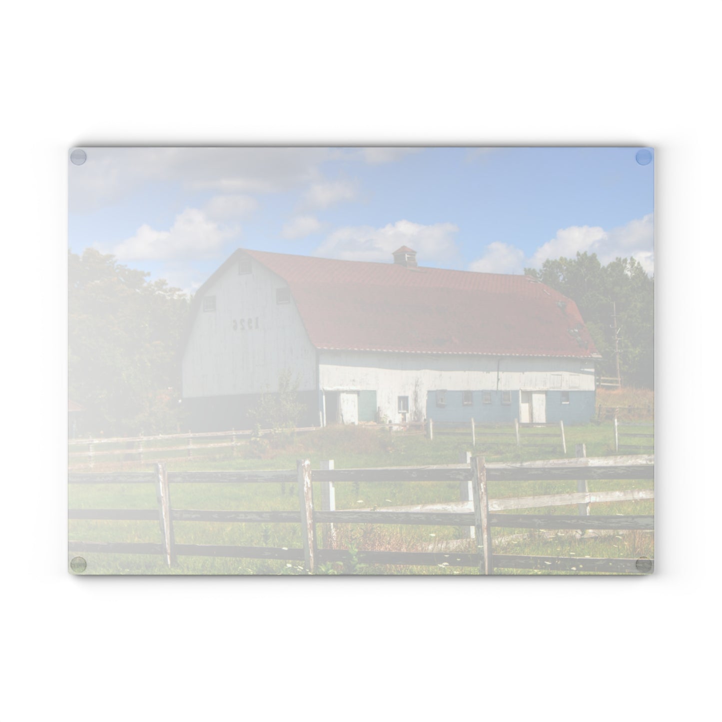 U R There Photography Beyond the Fence on Clark Road Rustic Farmhouse Tempered-Glass Cutting Board