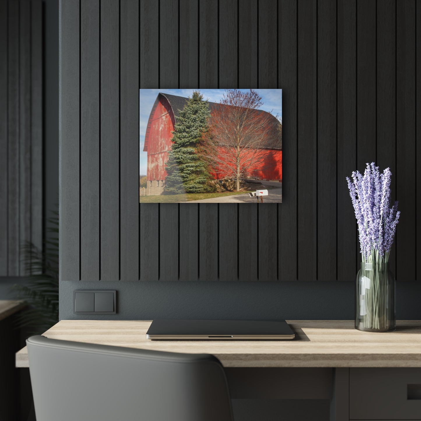 U R There Photography West Sutton Road Red Rustic Farmhouse Acrylic Wall Print