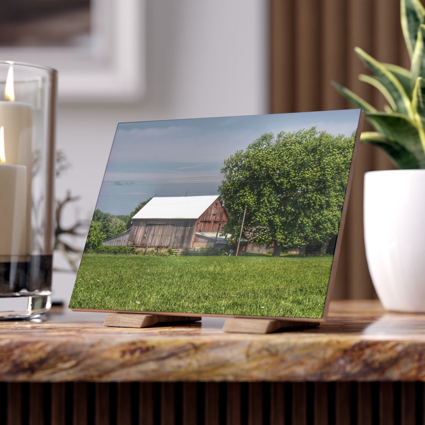 U R There Photography Castle Road Cow Barn III Rustic Farmhouse Decorative Ceramic Tile