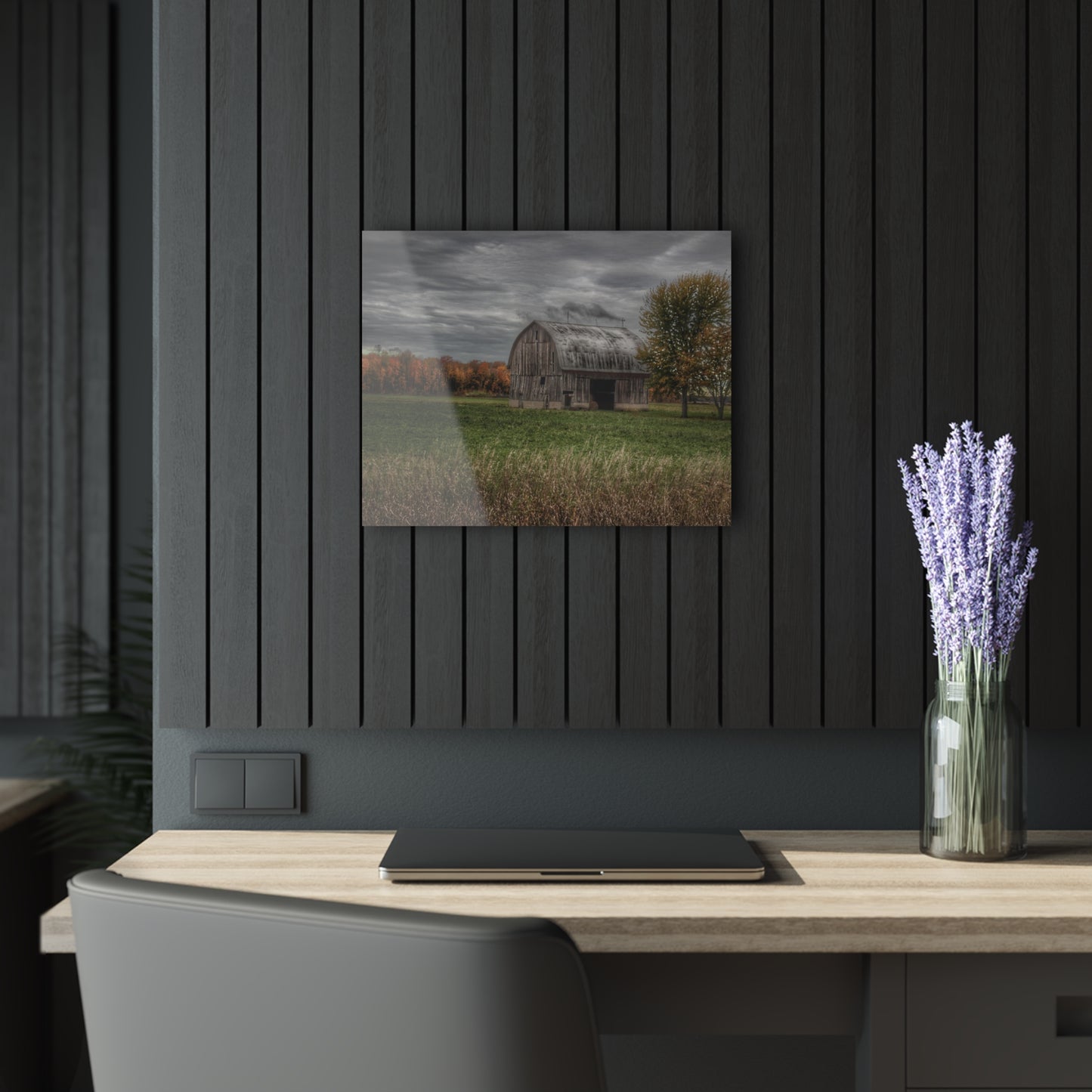 U R There Photography Bray Road Grey in the Fall Rustic Farmhouse Acrylic Wall Print