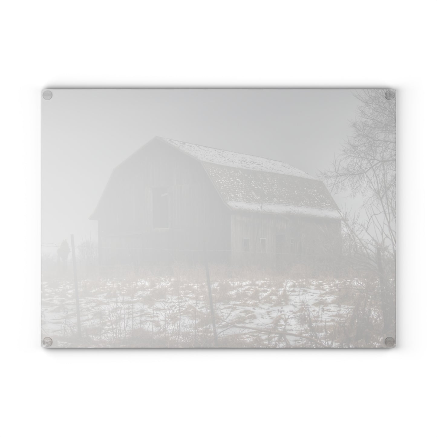 U R There Photography South Kirk Road Grey Rustic Farmhouse Tempered-Glass Cutting Board