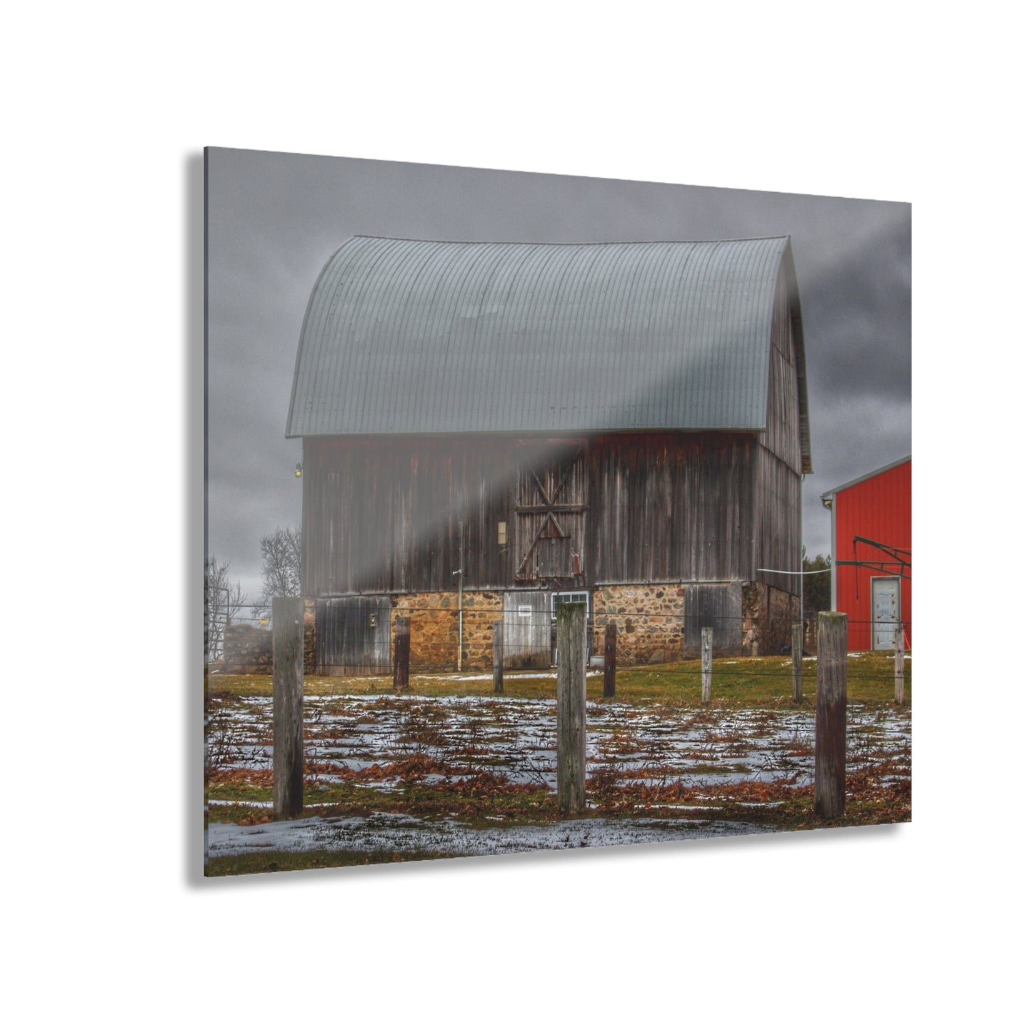 U R There Photography Schott Road Grey III Rustic Farmhouse Acrylic Wall Print