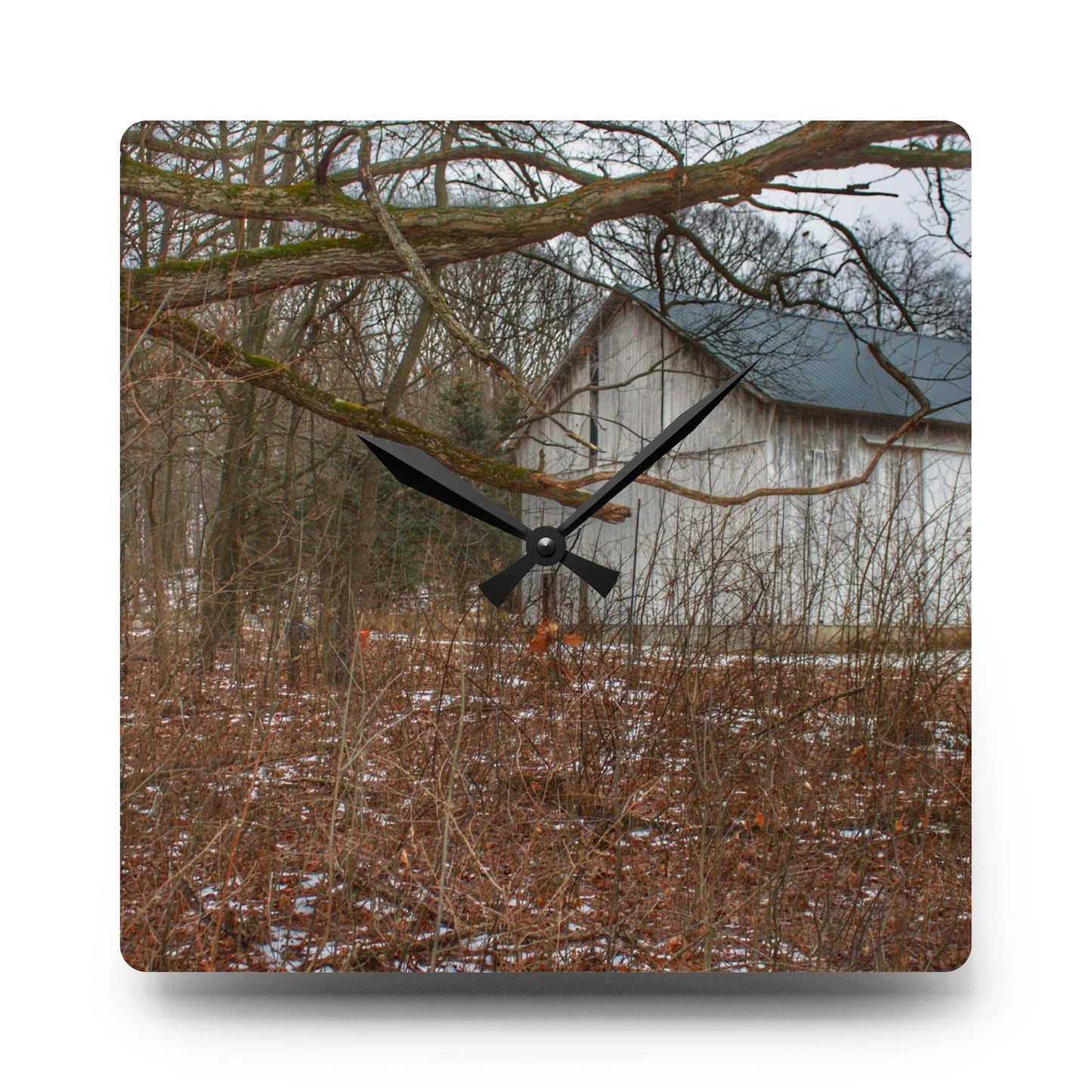 U R There Photography Norway Lake Hidden White Rustic Farmhouse Acrylic Analog Wall Clock