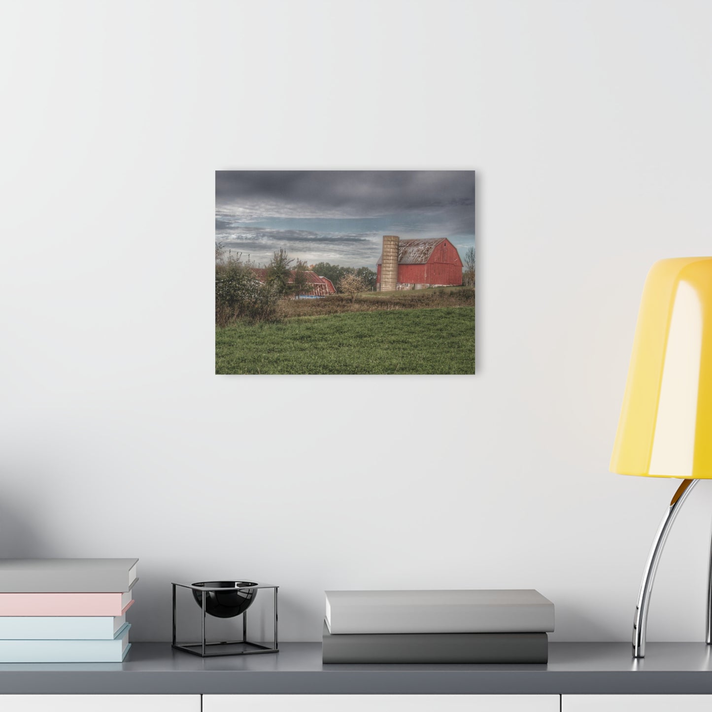 U R There Photography Clear Lake Road Red Rustic Farmhouse Acrylic Wall Print