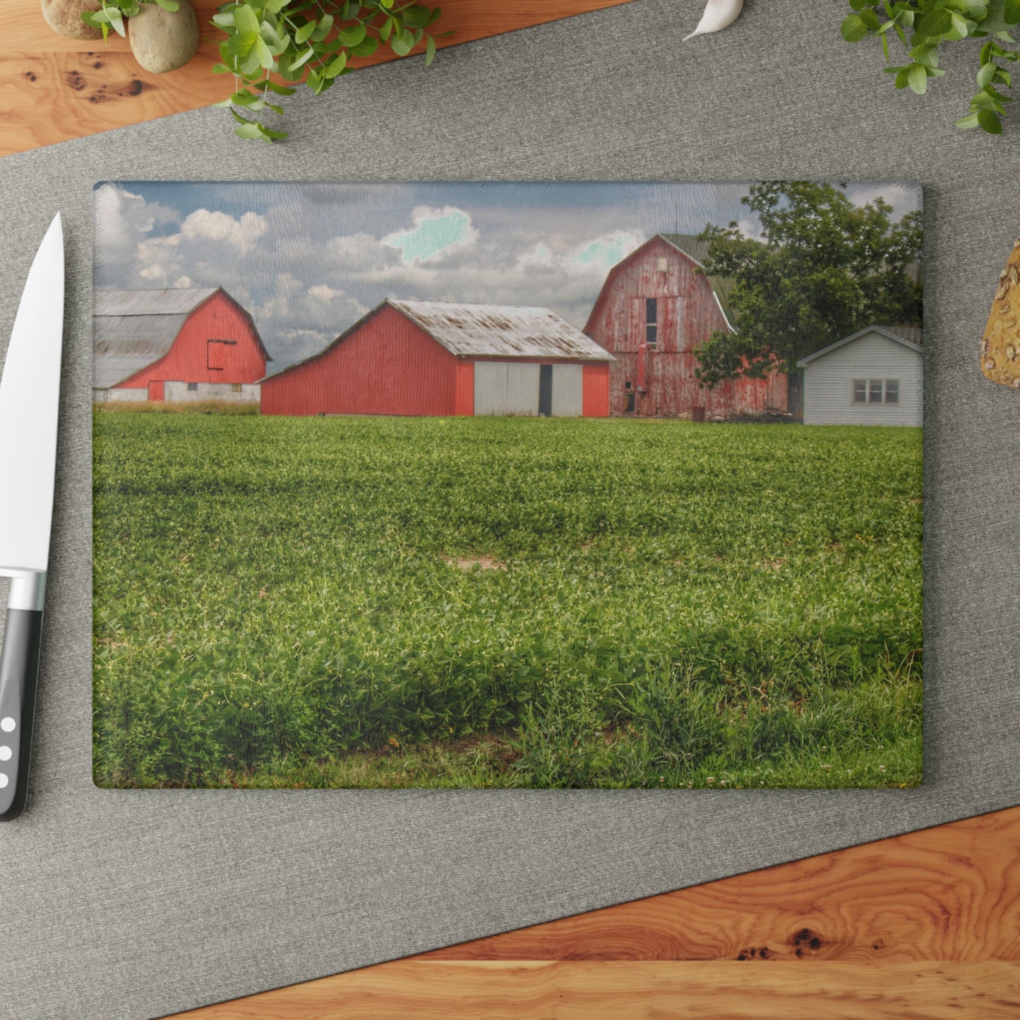 U R There Photography Roadside Trio Rustic Farmhouse Tempered-Glass Cutting Board