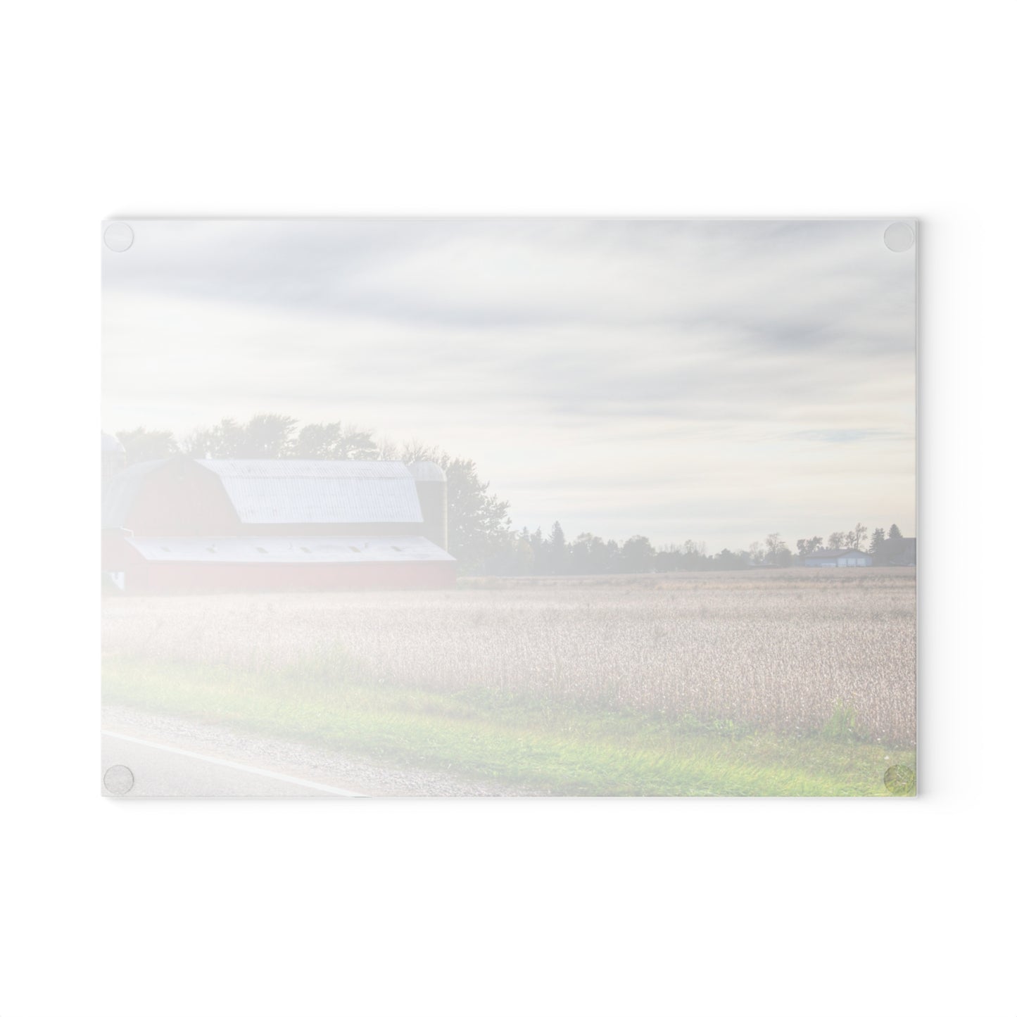 U R There Photography Brown City Red II Rustic Farmhouse Tempered-Glass Cutting Board