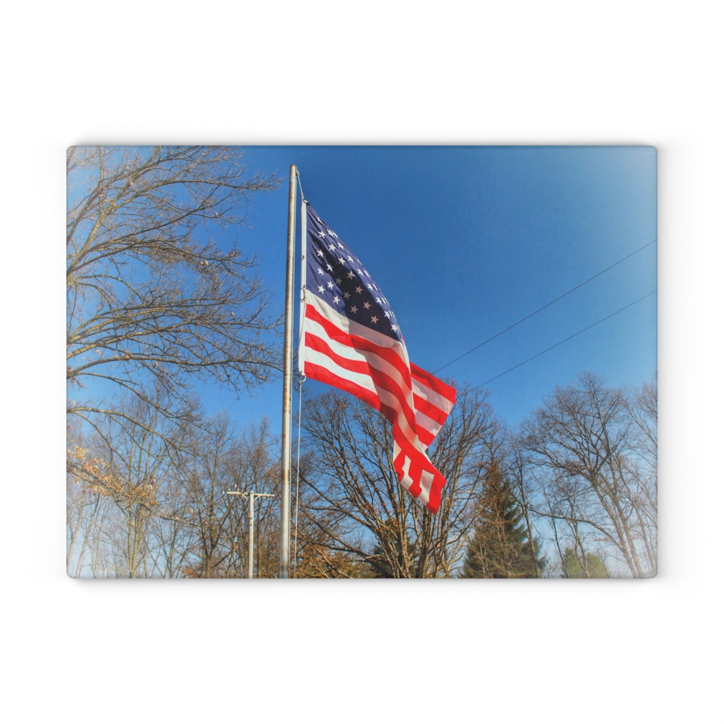 U R There Photography Our Grand Old Flag Rustic Farmhouse Tempered-Glass Cutting Board