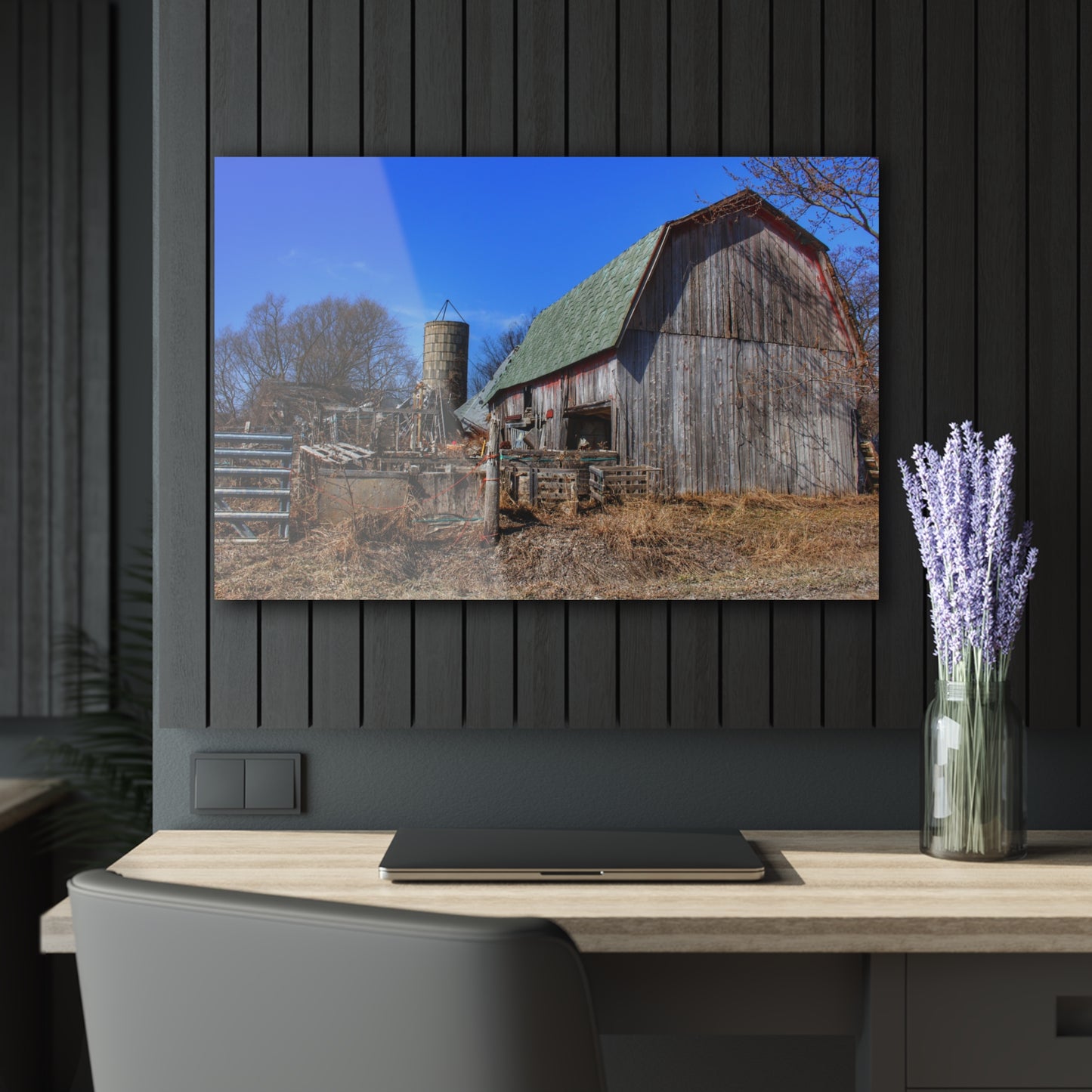 U R There Photography Romeo Plank Road Forgotten Greys Rustic Farmhouse Acrylic Wall Print