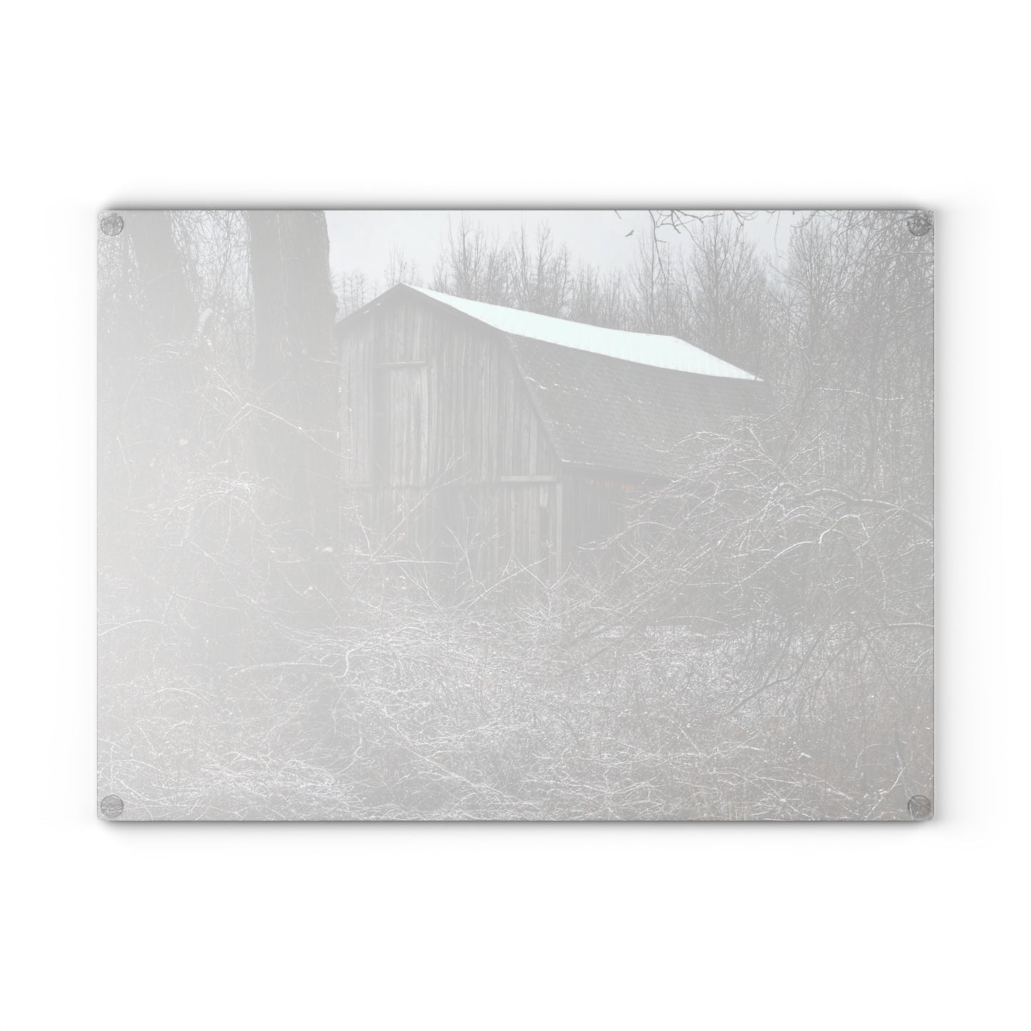 U R There Photography Saginaw Road Grey Rustic Farmhouse Tempered-Glass Cutting Board