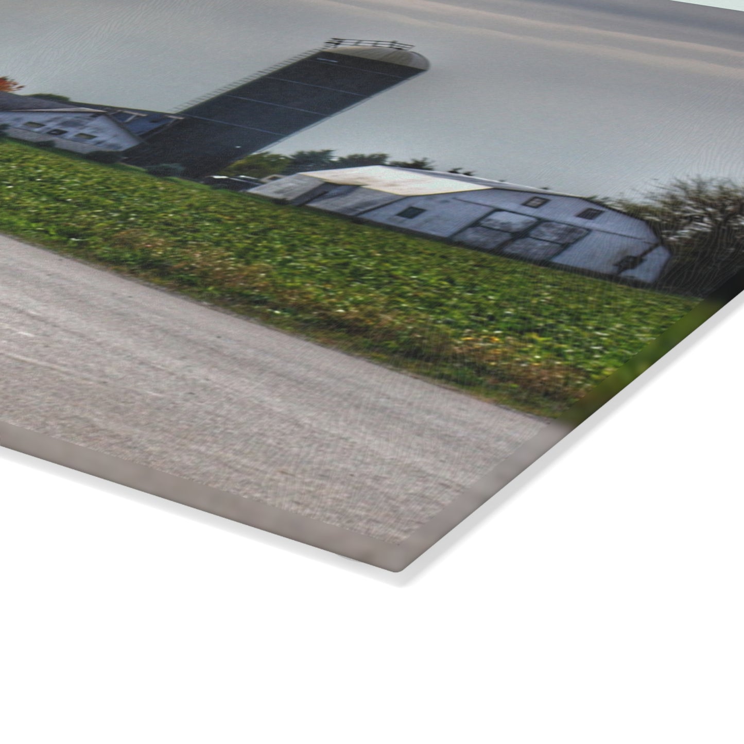 U R There Photography South Block Road Farm Rustic Farmhouse Tempered-Glass Cutting Board