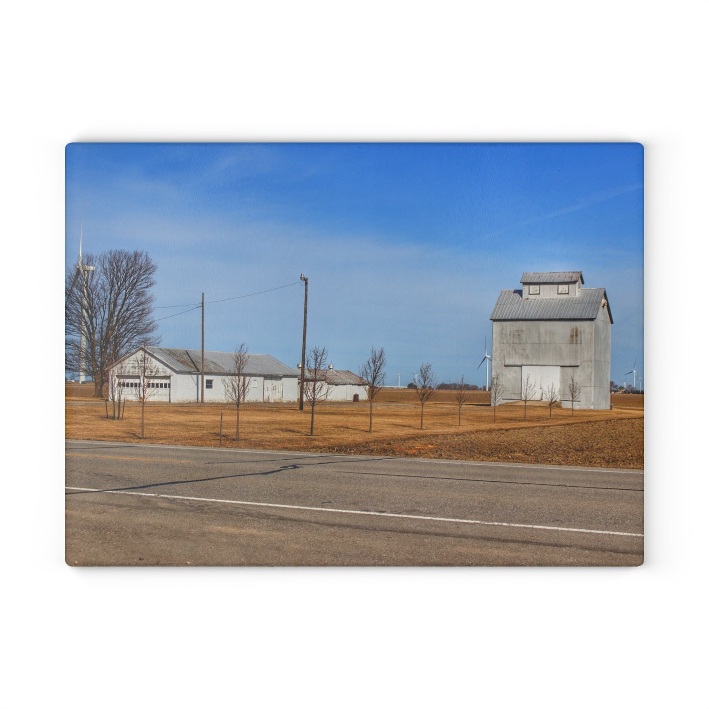 U R There Photography Sebewaing Road Whites Rustic Farmhouse Tempered-Glass Cutting Board