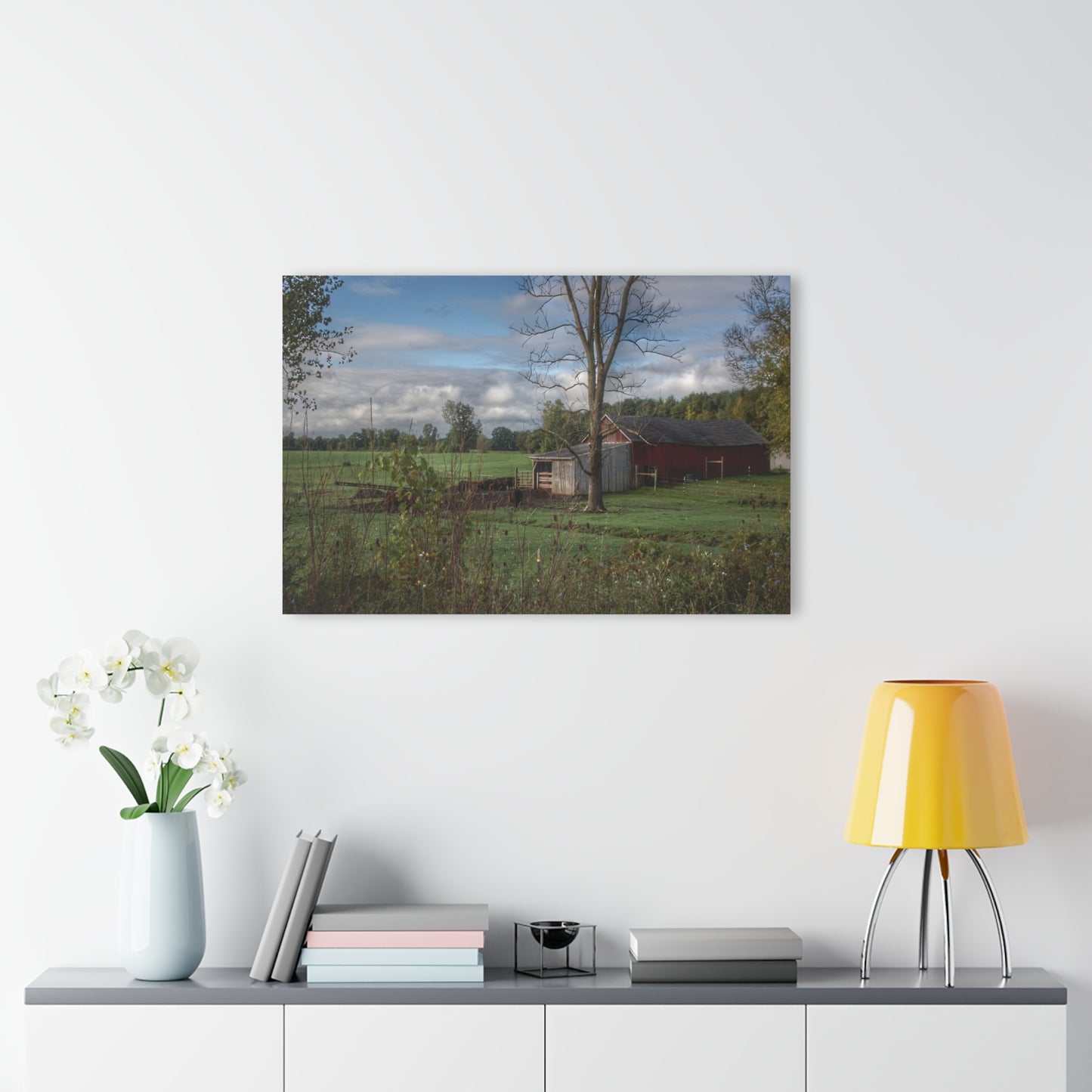 U R There Photography West Oregon Road Hidden Red IV Rustic Farmhouse Acrylic Wall Print