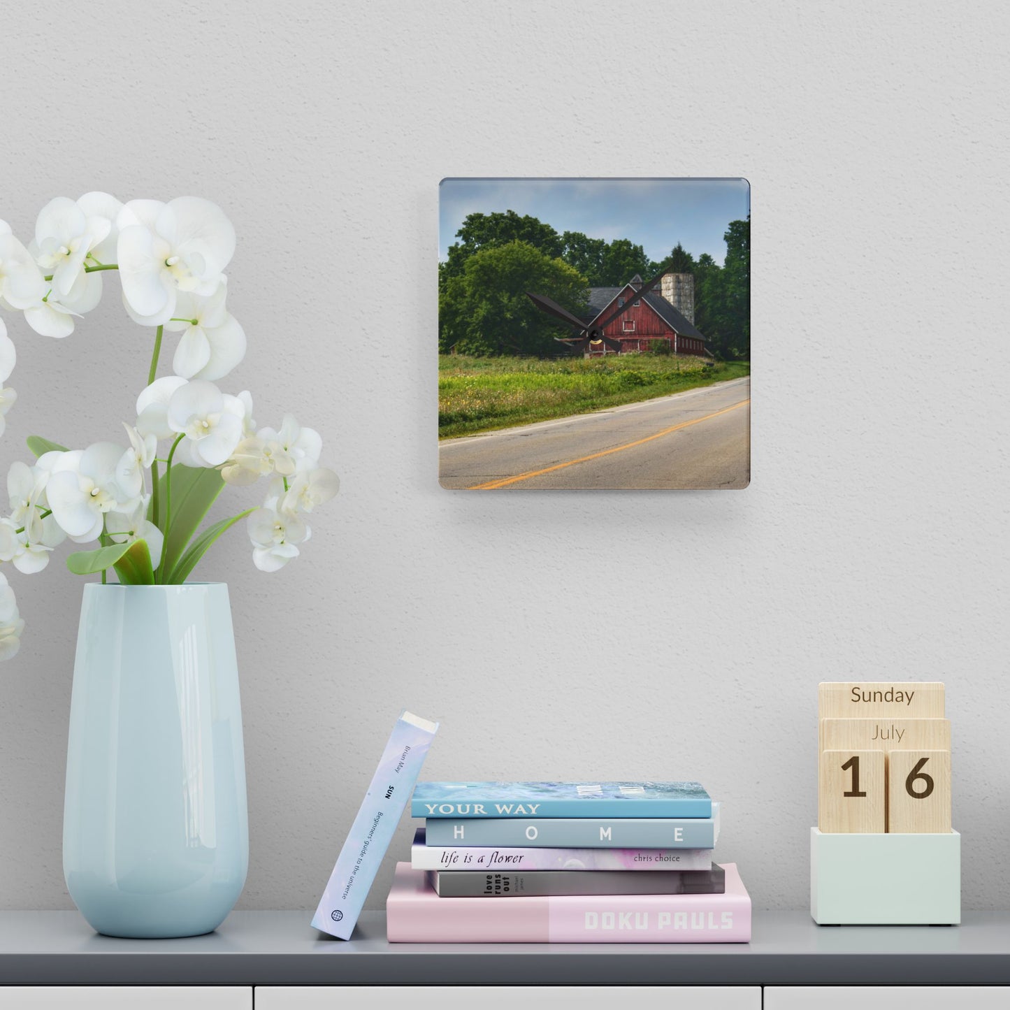 U R There Photography Metamora Red II Rustic Farmhouse Acrylic Analog Wall Clock