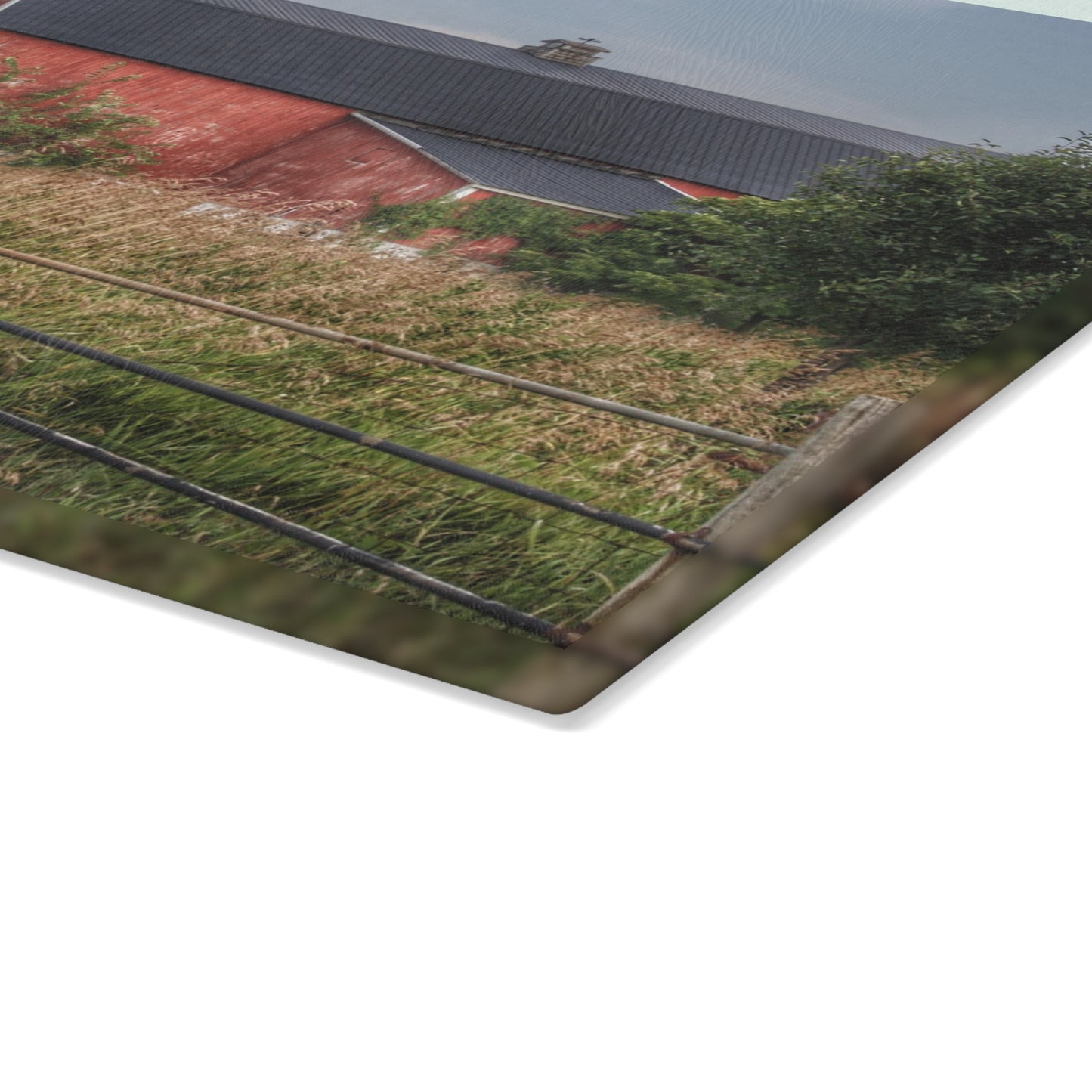 U R There Photography Snook Road Red Rustic Farmhouse Tempered-Glass Cutting Board