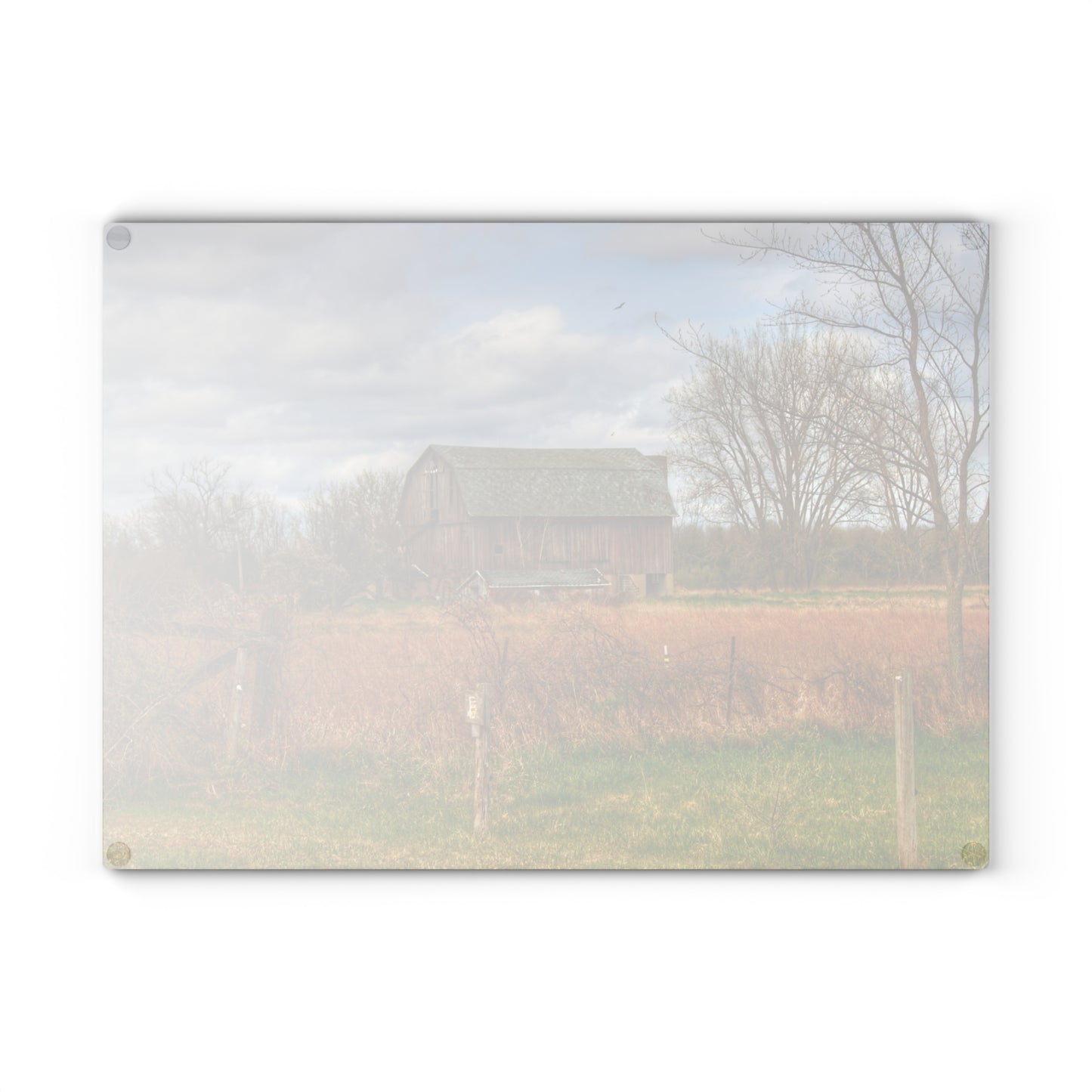 U R There Photography Clothier Road Red II Rustic Farmhouse Tempered-Glass Cutting Board