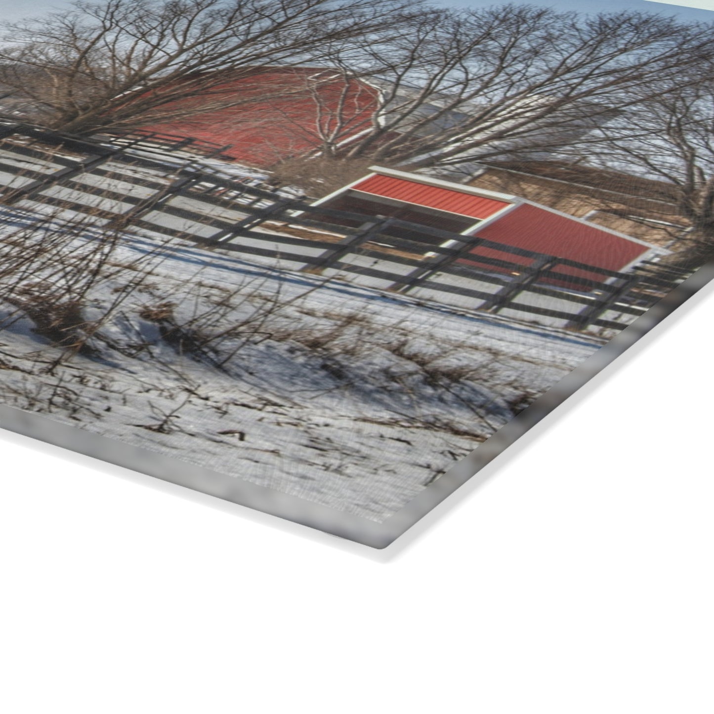 U R There Photography West Lake Road Red I Rustic Farmhouse Tempered-Glass Cutting Board