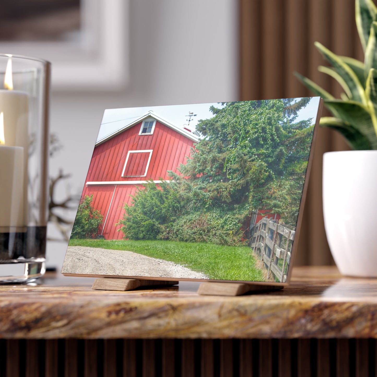 U R There Photography Modern Red I Rustic Farmhouse Decorative Ceramic Tile