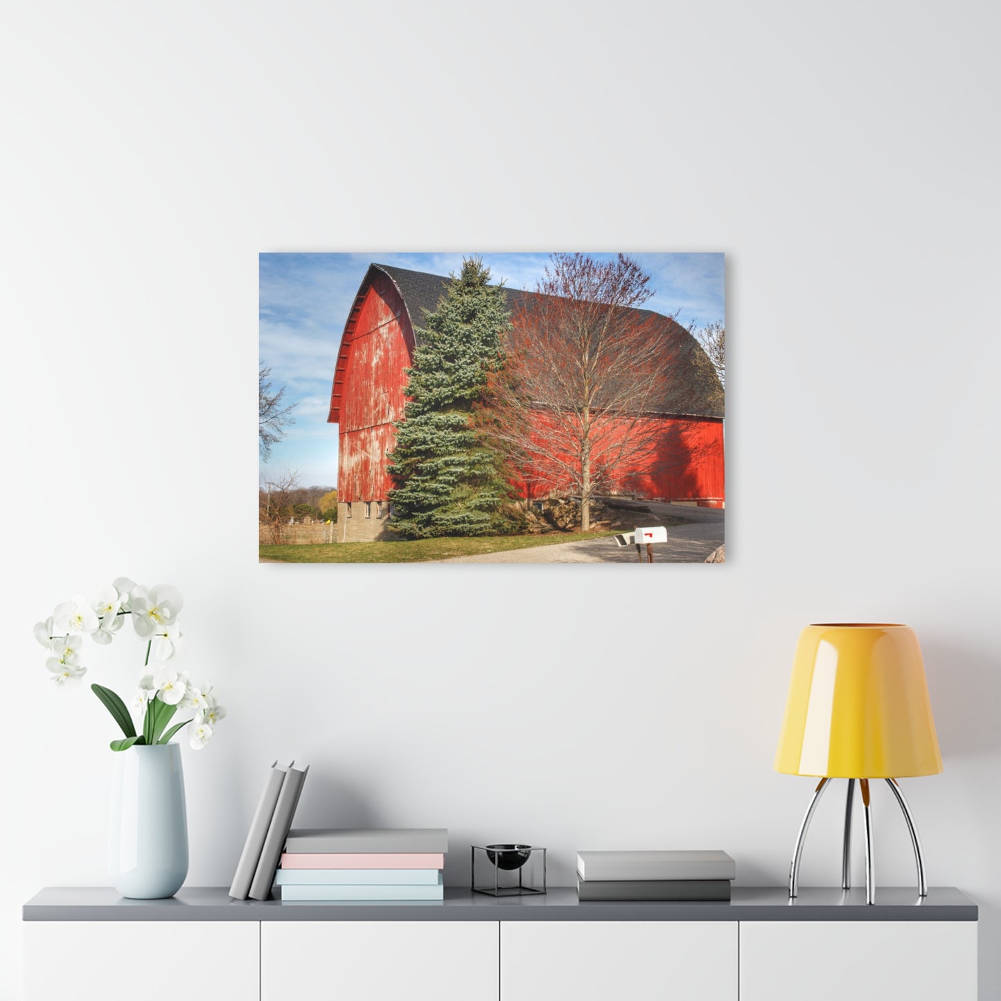 U R There Photography West Sutton Road Red Rustic Farmhouse Acrylic Wall Print
