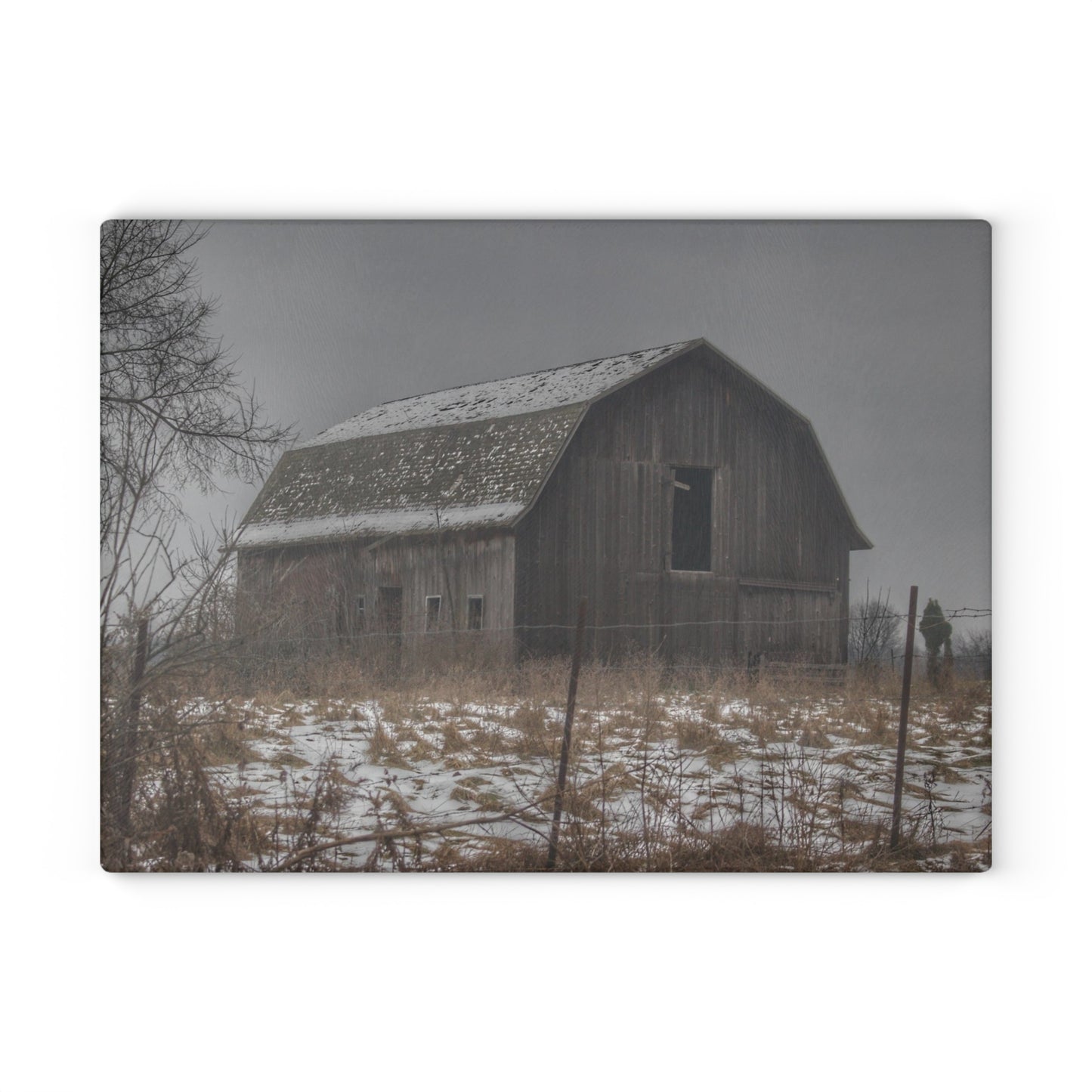 U R There Photography South Kirk Road Grey Rustic Farmhouse Tempered-Glass Cutting Board