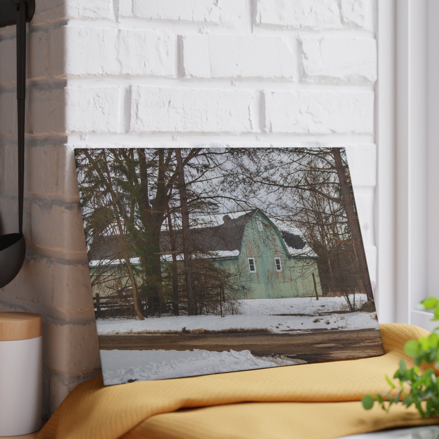U R There Photography Hunters Creek Meadow Green Rustic Farmhouse Tempered-Glass Cutting Board