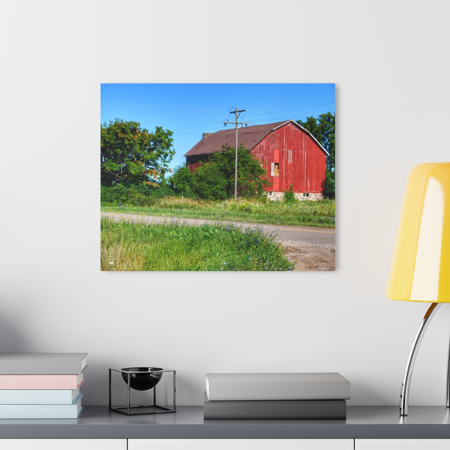 U R There Photography Armstrong Road Red II Rustic Farmhouse Acrylic Wall Print
