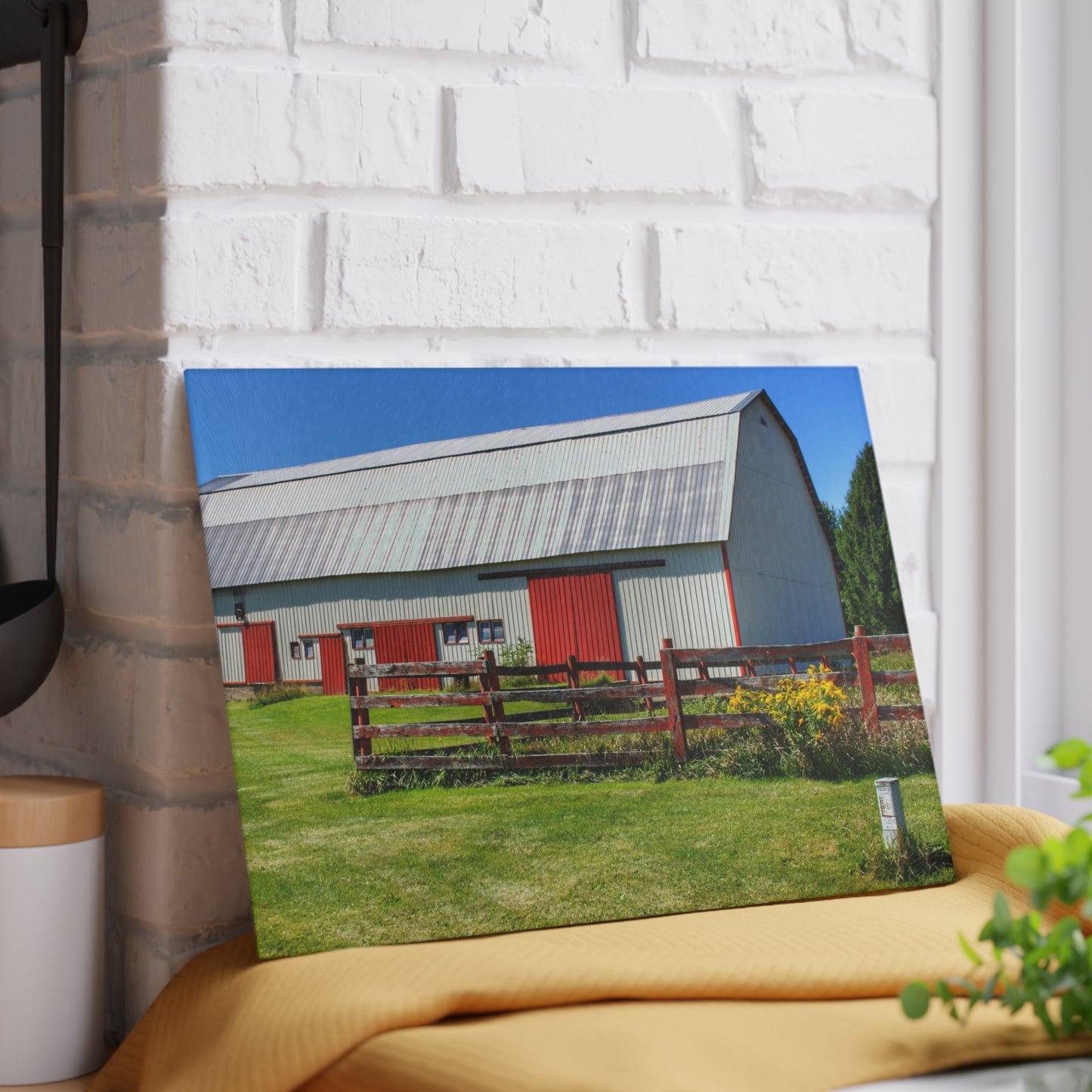 U R There Photography Bishop Road Beyond the Fence Rustic Farmhouse Tempered-Glass Cutting Board