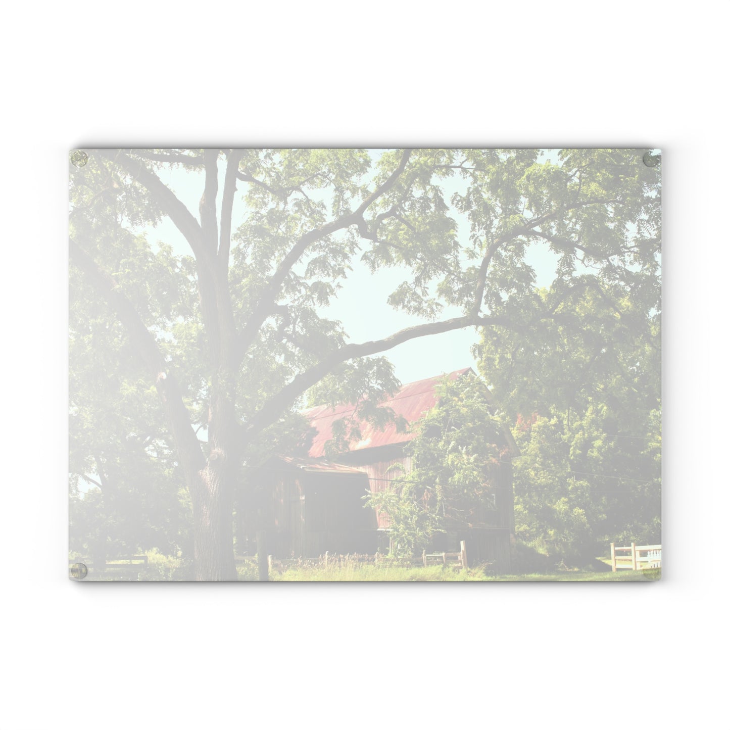 U R There Photography Oxford Rusted Red II Rustic Farmhouse Tempered-Glass Cutting Board