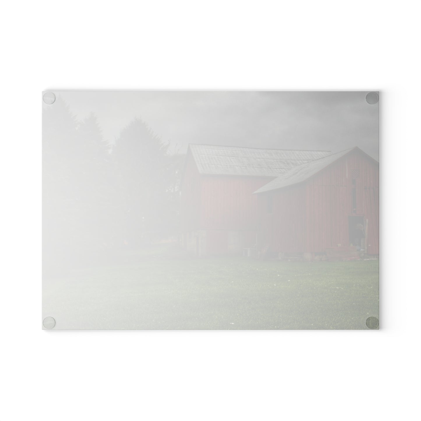U R There Photography Bowers Road Red II Rustic Farmhouse Tempered-Glass Cutting Board