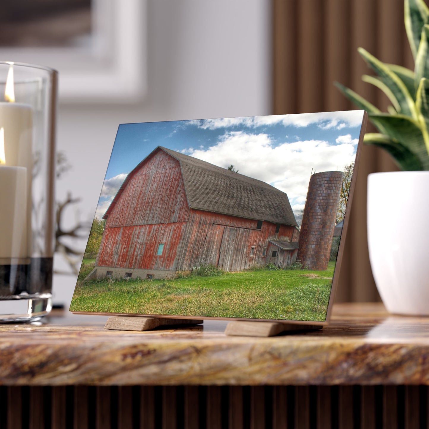 Baldwin Road Red Rustic Farmhouse Decorative Ceramic Tile 6" × 8" Matte