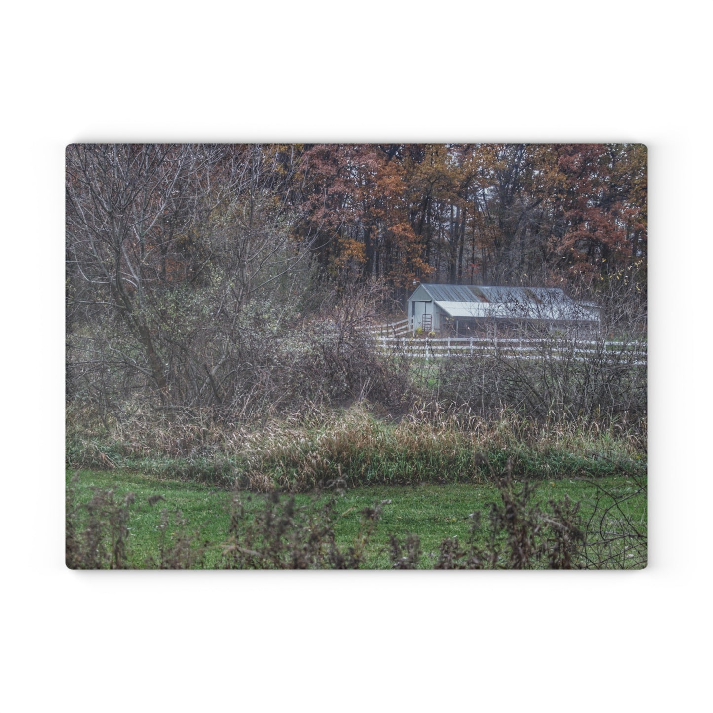 U R There Photography Shifman Road Stable Rustic Farmhouse Tempered-Glass Cutting Board