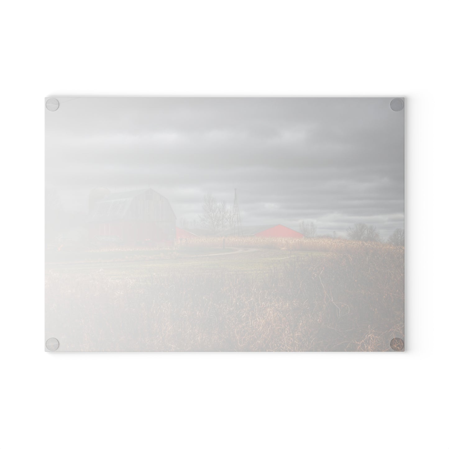U R There Photography Slattery Road Grey Rustic Farmhouse Tempered-Glass Cutting Board