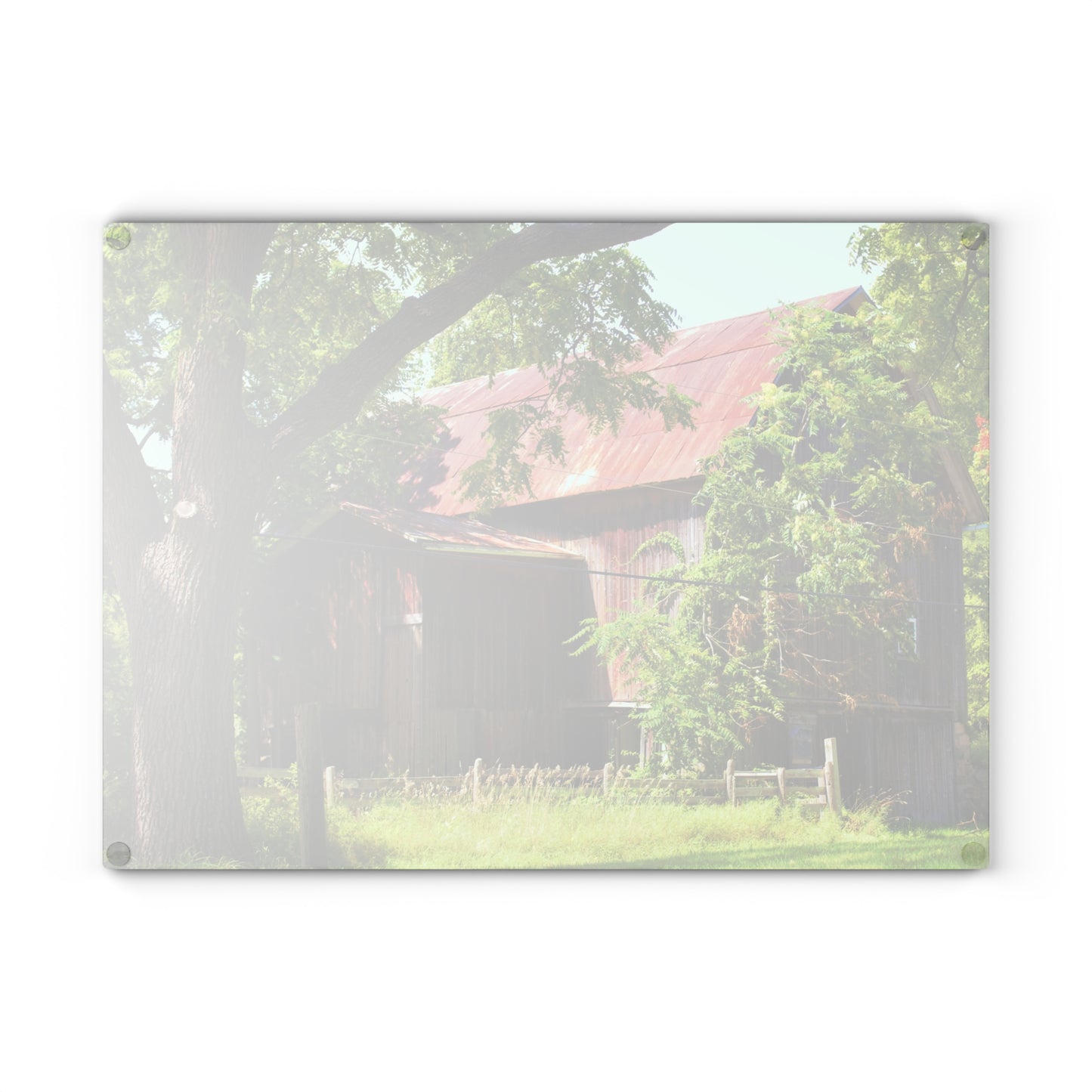 U R There Photography Oxford Rusted Red III Rustic Farmhouse Tempered-Glass Cutting Board 8"x 11"