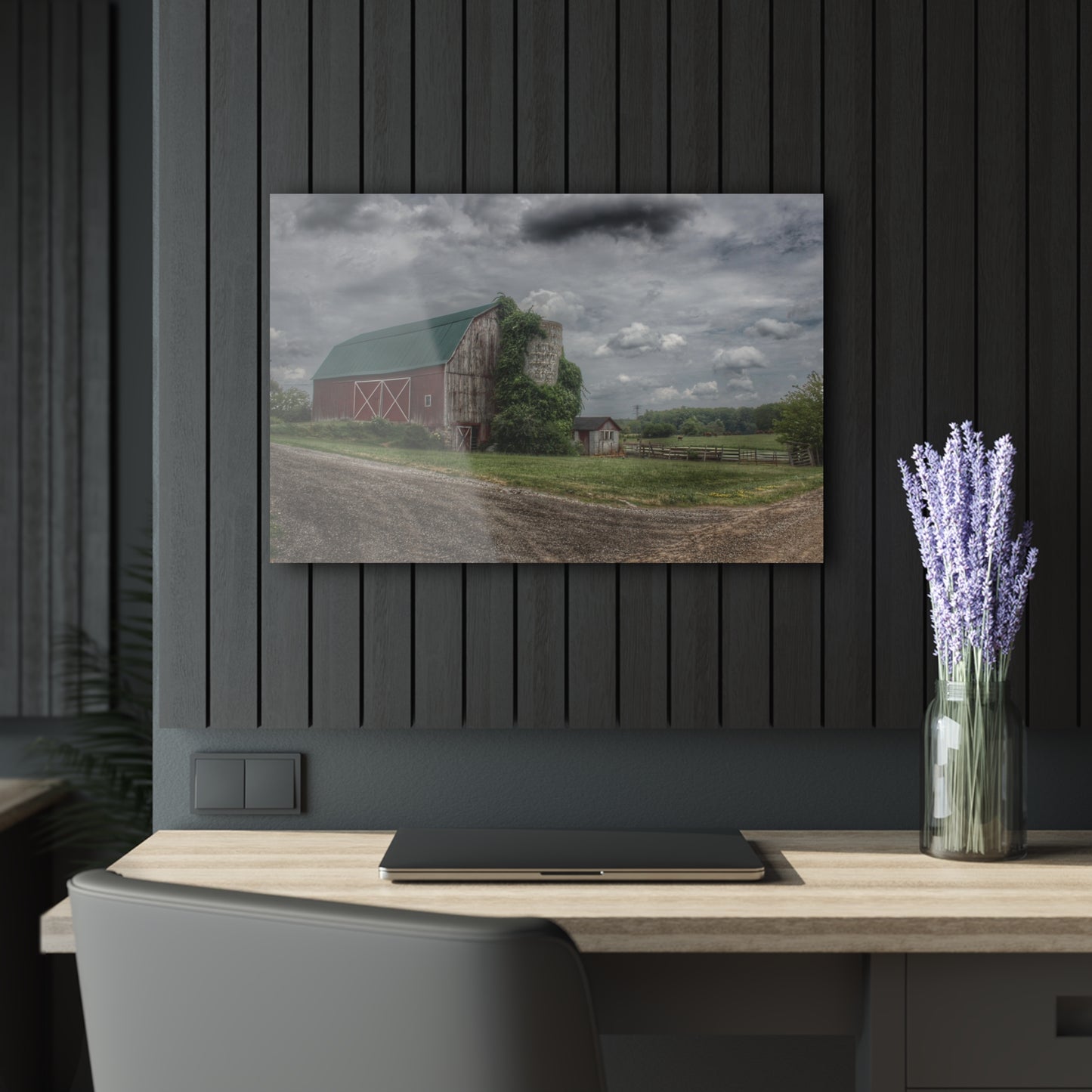 U R There Photography West Hunters Creek Road Red II Rustic Farmhouse Acrylic Wall Print