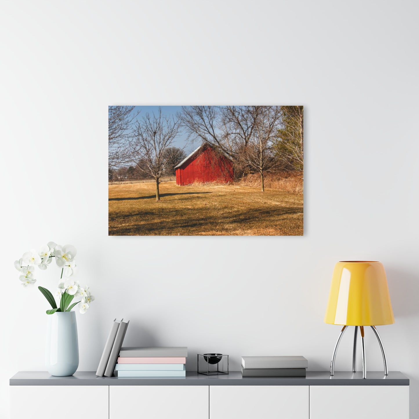 U R There Photography Romeo Plank Little Red Rustic Farmhouse Acrylic Analog Wall Clock