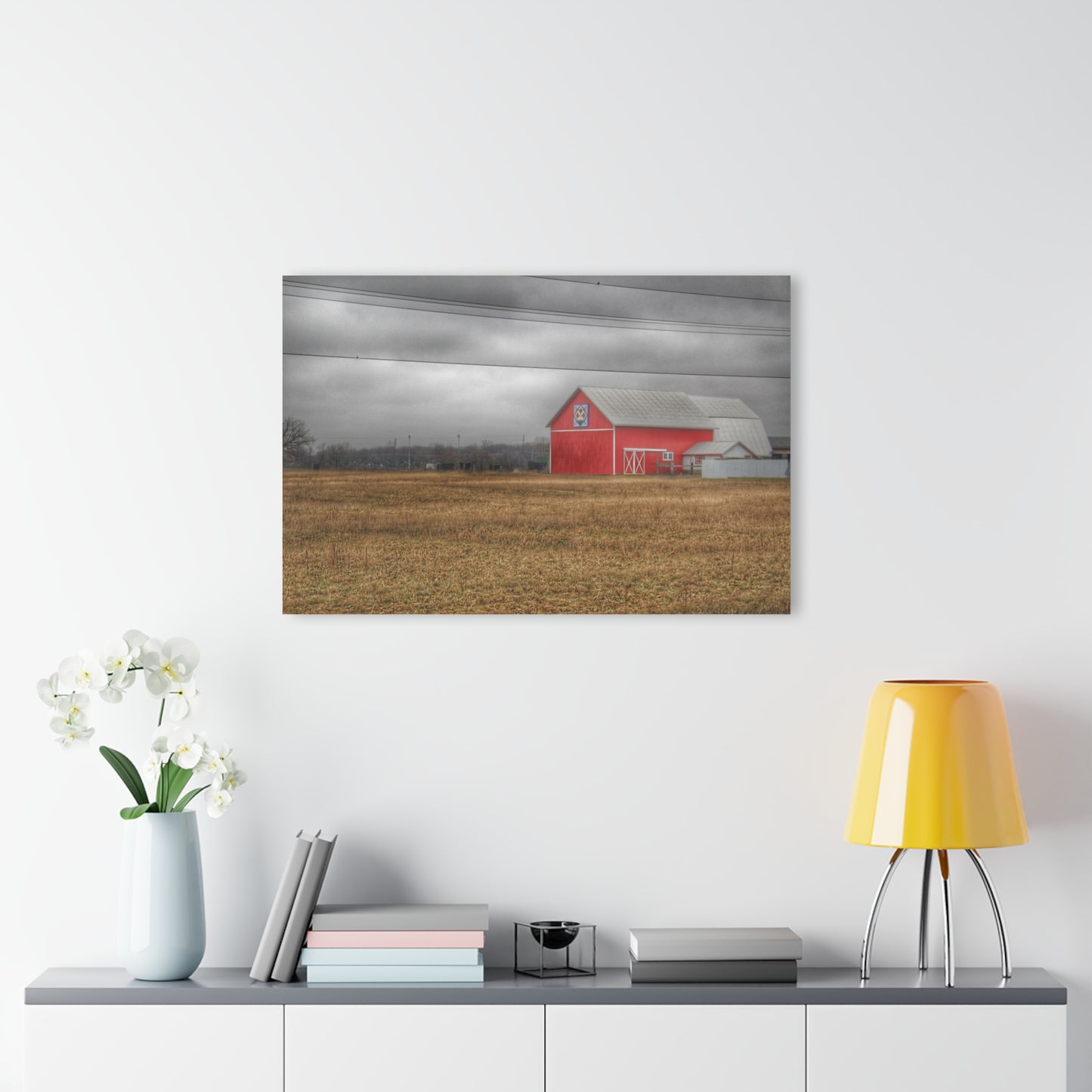 U R There Photography Barnes Road Quilted Red Rustic Farmhouse Acrylic Wall Print