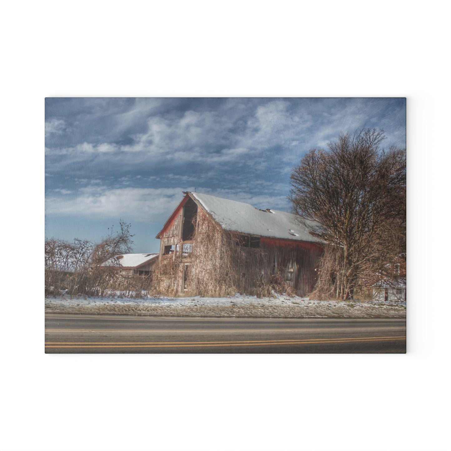 U R There Photography Almont Van Dyke Red II Rustic Farmhouse Tempered-Glass Cutting Board