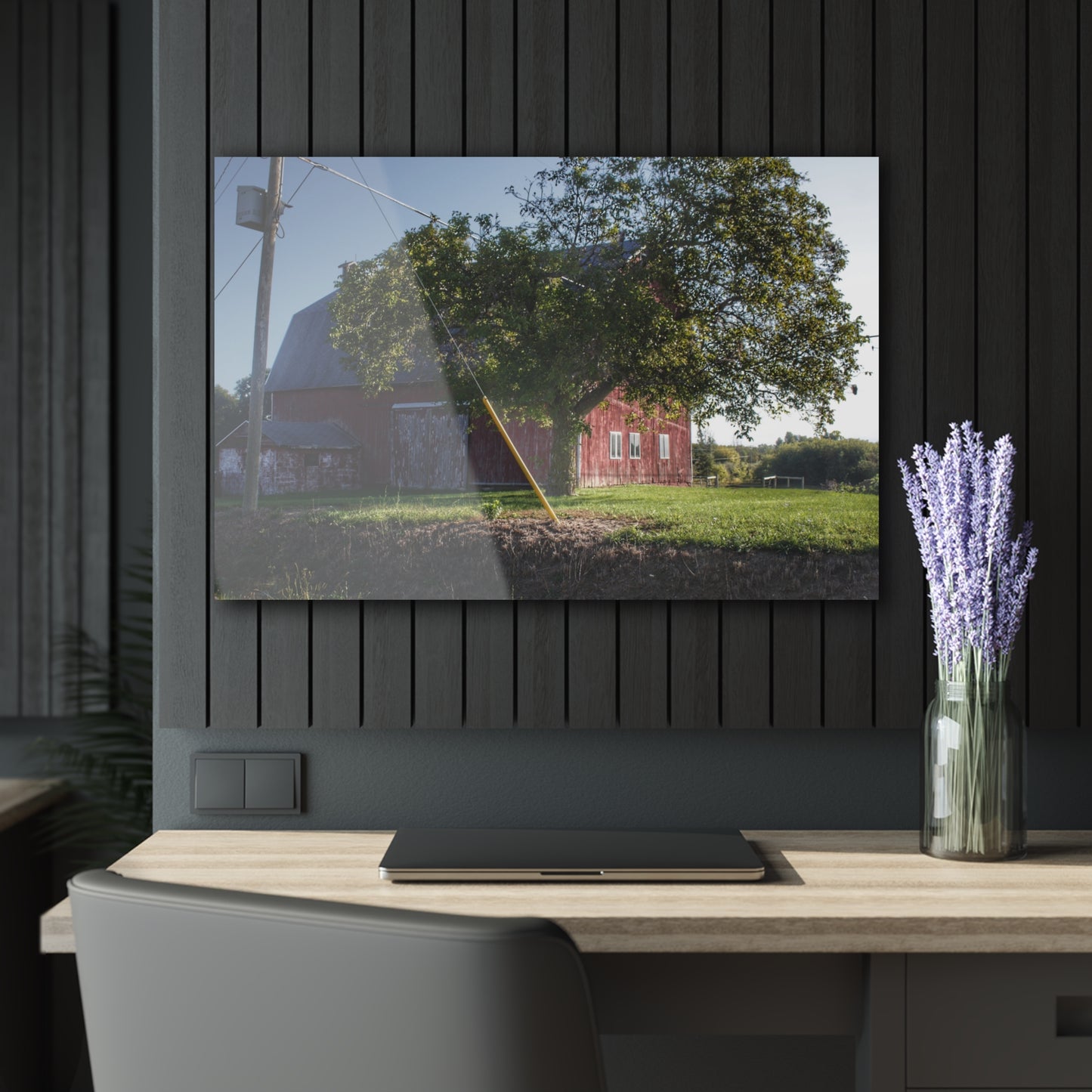 U R There Photography Rochester Road Hidden Red Rustic Farmhouse Acrylic Wall Print