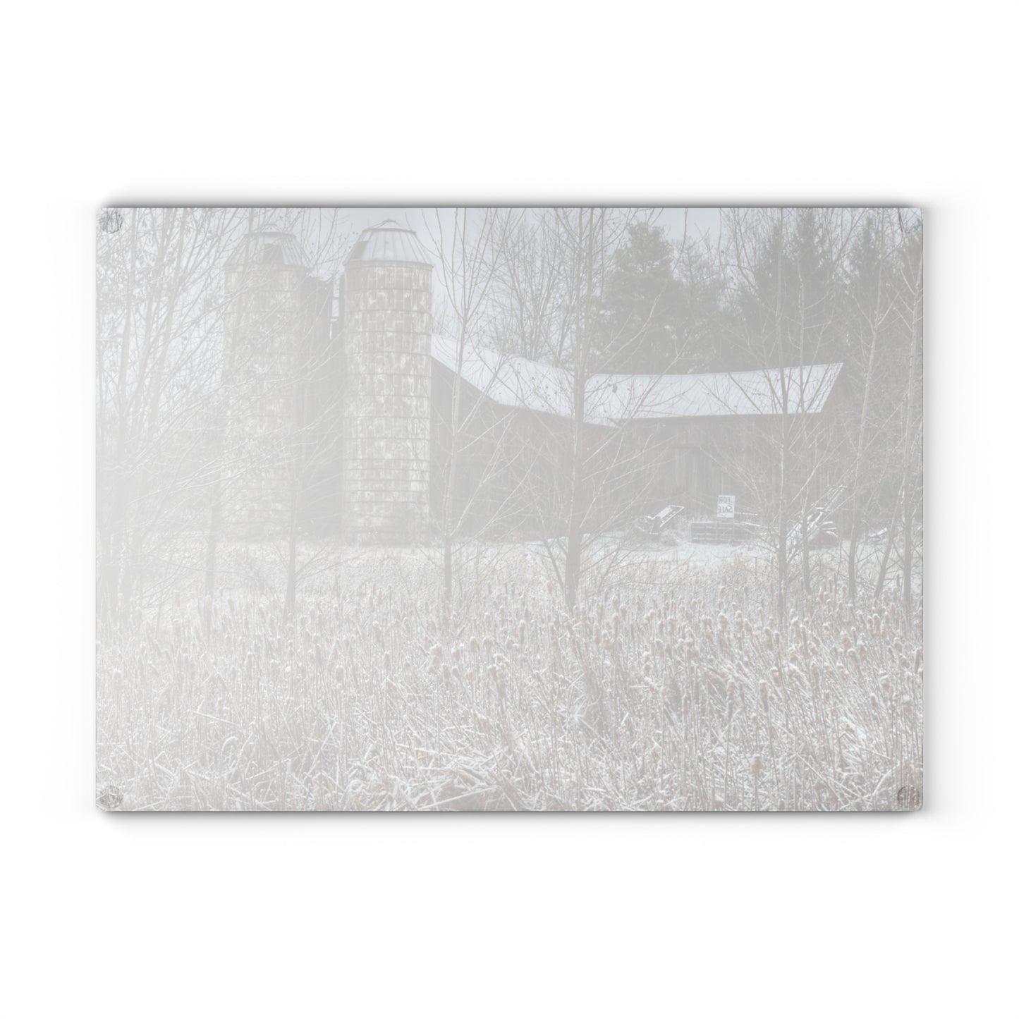 U R There Photography Washburn Road Hidden Red Rustic Farmhouse Tempered-Glass Cutting Board