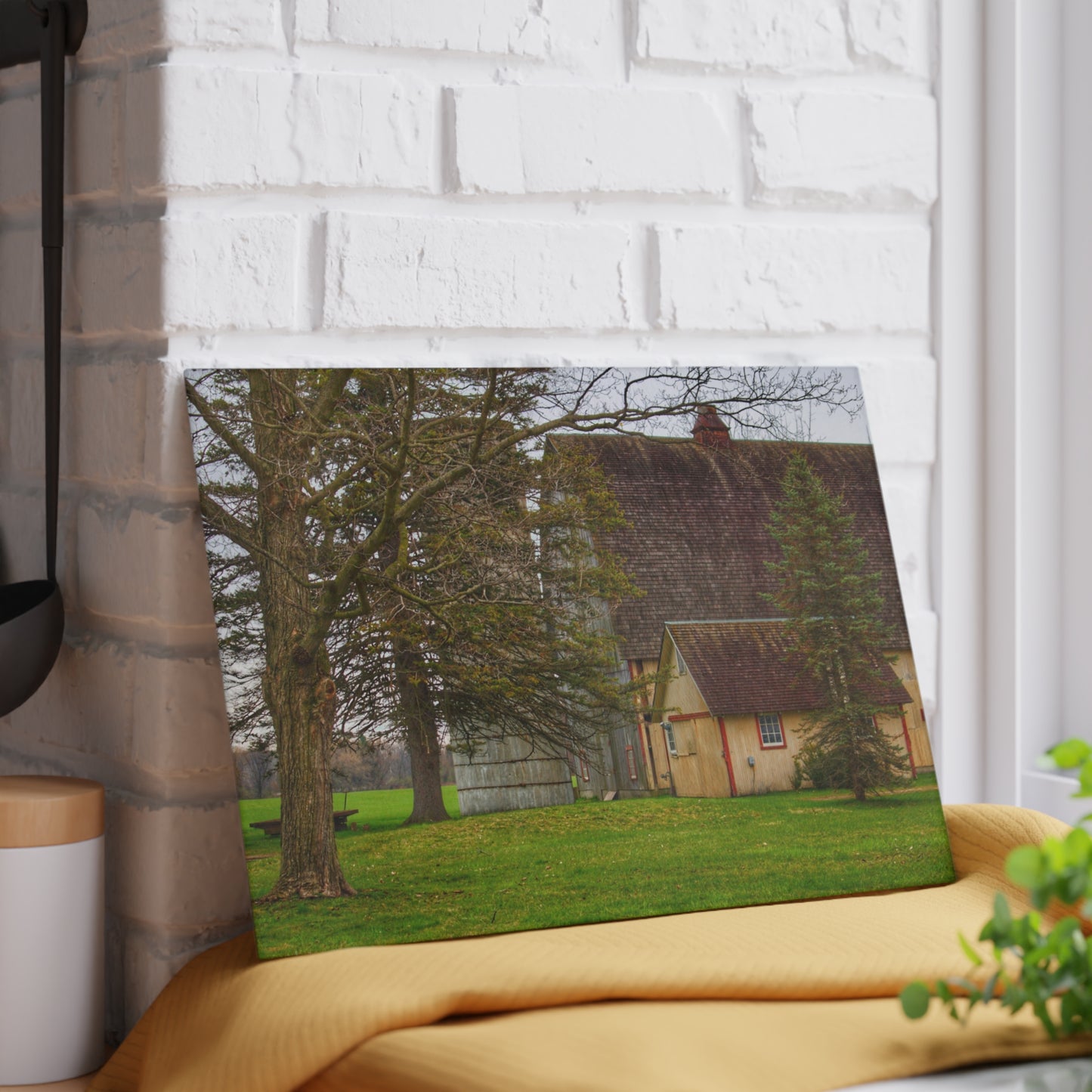 U R There Photography Romeo Van Dyke Grey Rustic Farmhouse Tempered-Glass Cutting Board
