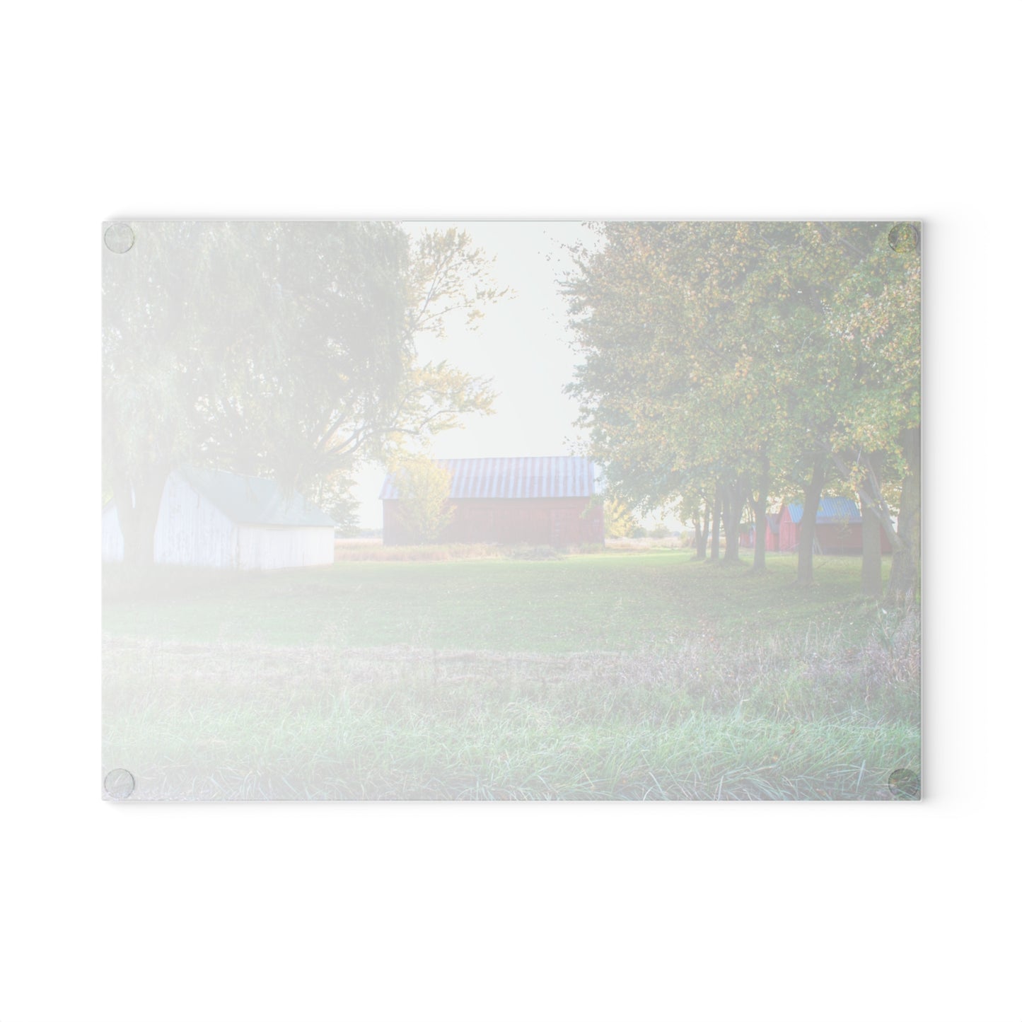 U R There Photography Wilcox Road Reds Rustic Farmhouse Tempered-Glass Cutting Board