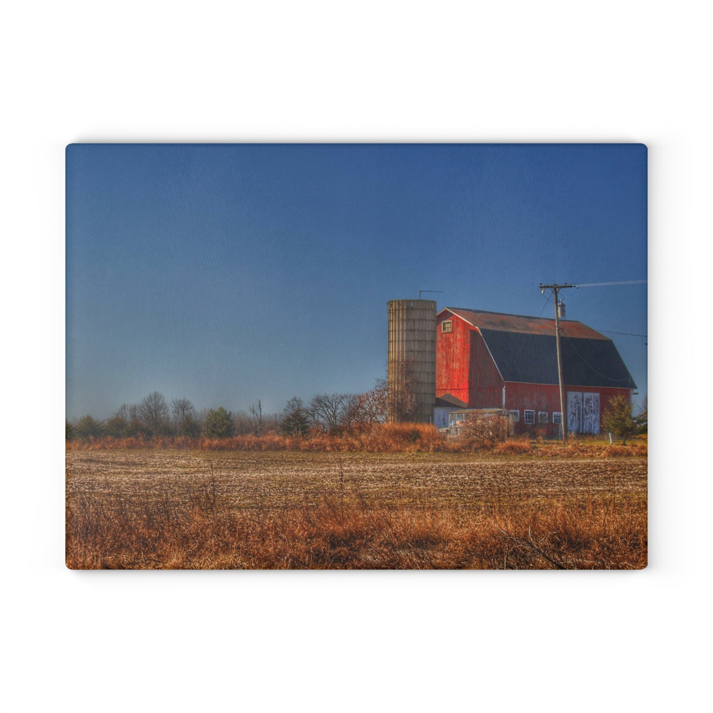 U R There Photography Applegate Road Red Rustic Farmhouse Tempered-Glass Cutting Board