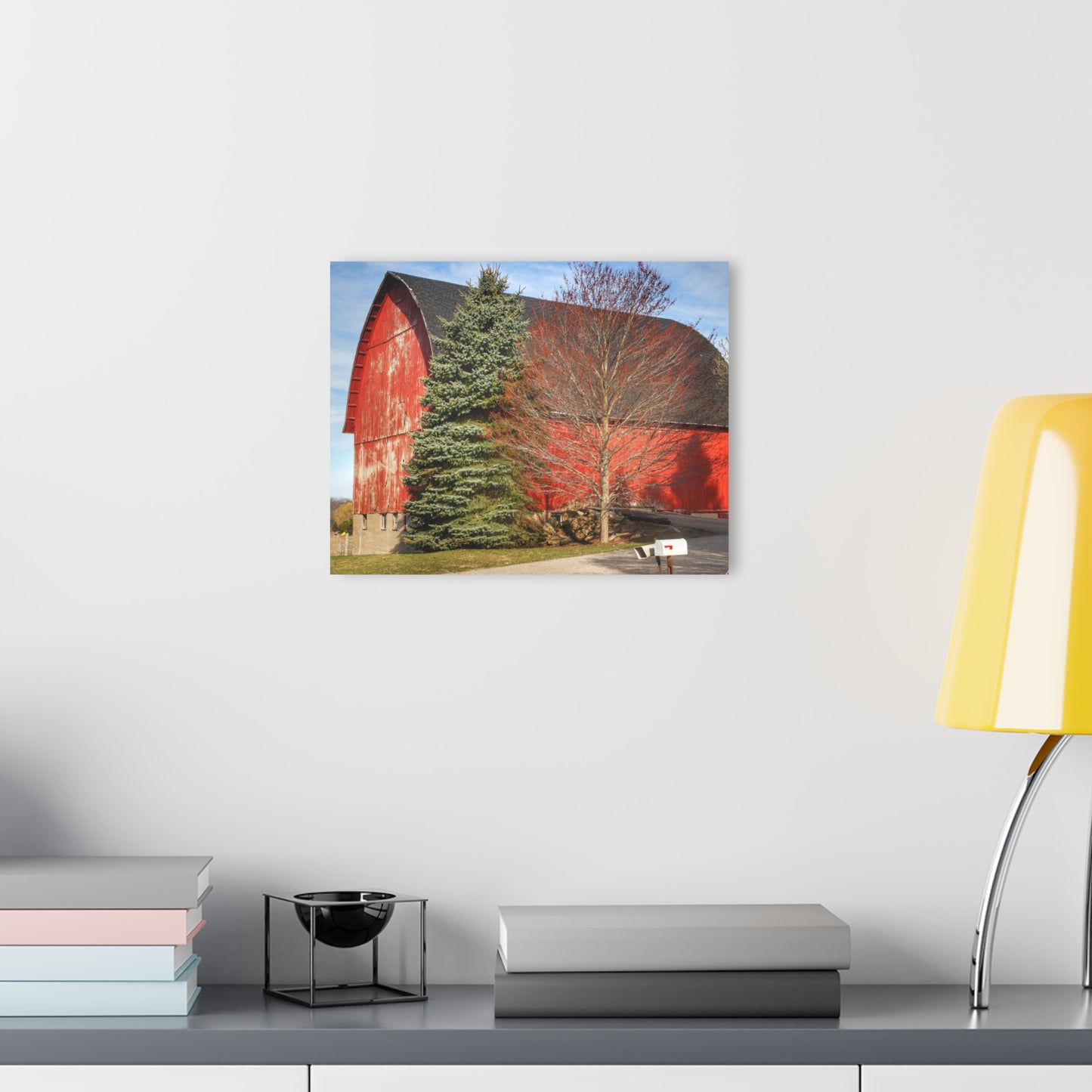 U R There Photography West Sutton Road Red Rustic Farmhouse Acrylic Wall Print