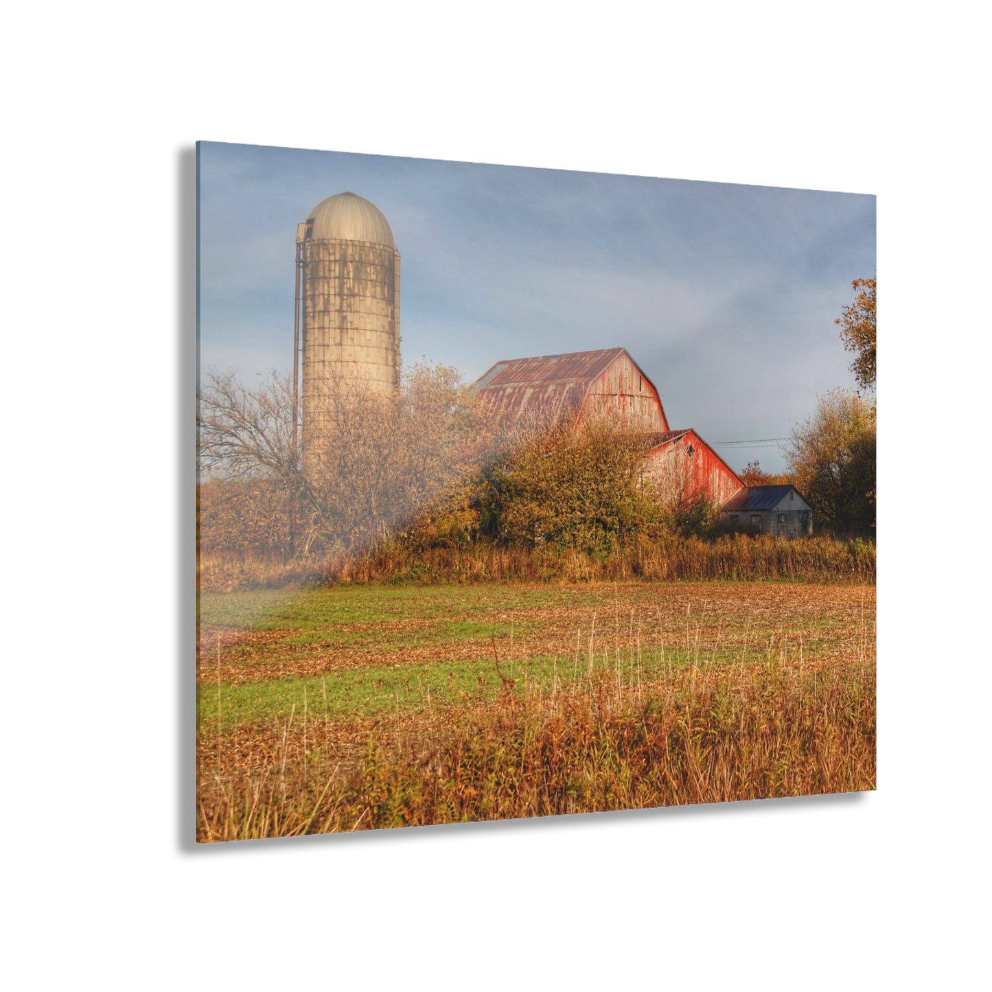 U R There Photography Cade Road Red and Silo Rustic Farmhouse Acrylic Wall Print