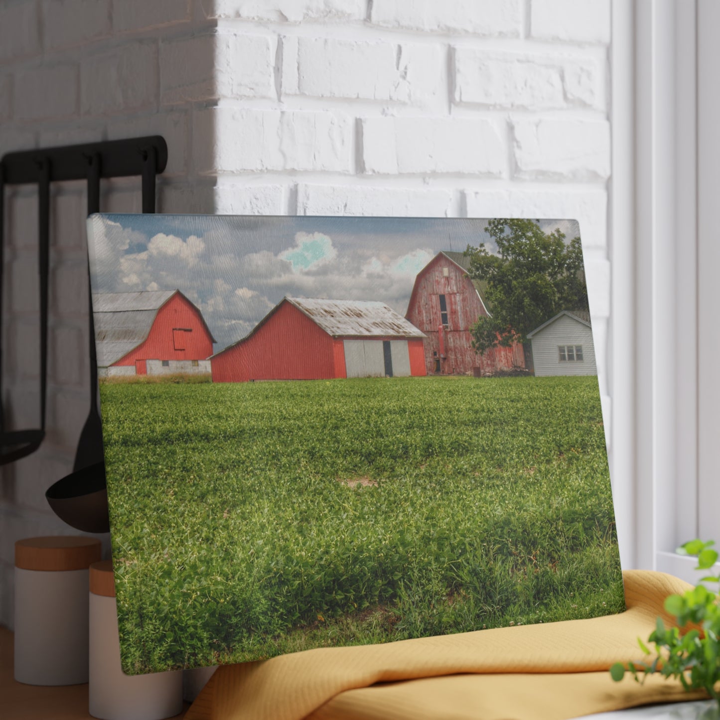 U R There Photography Roadside Trio Rustic Farmhouse Tempered-Glass Cutting Board