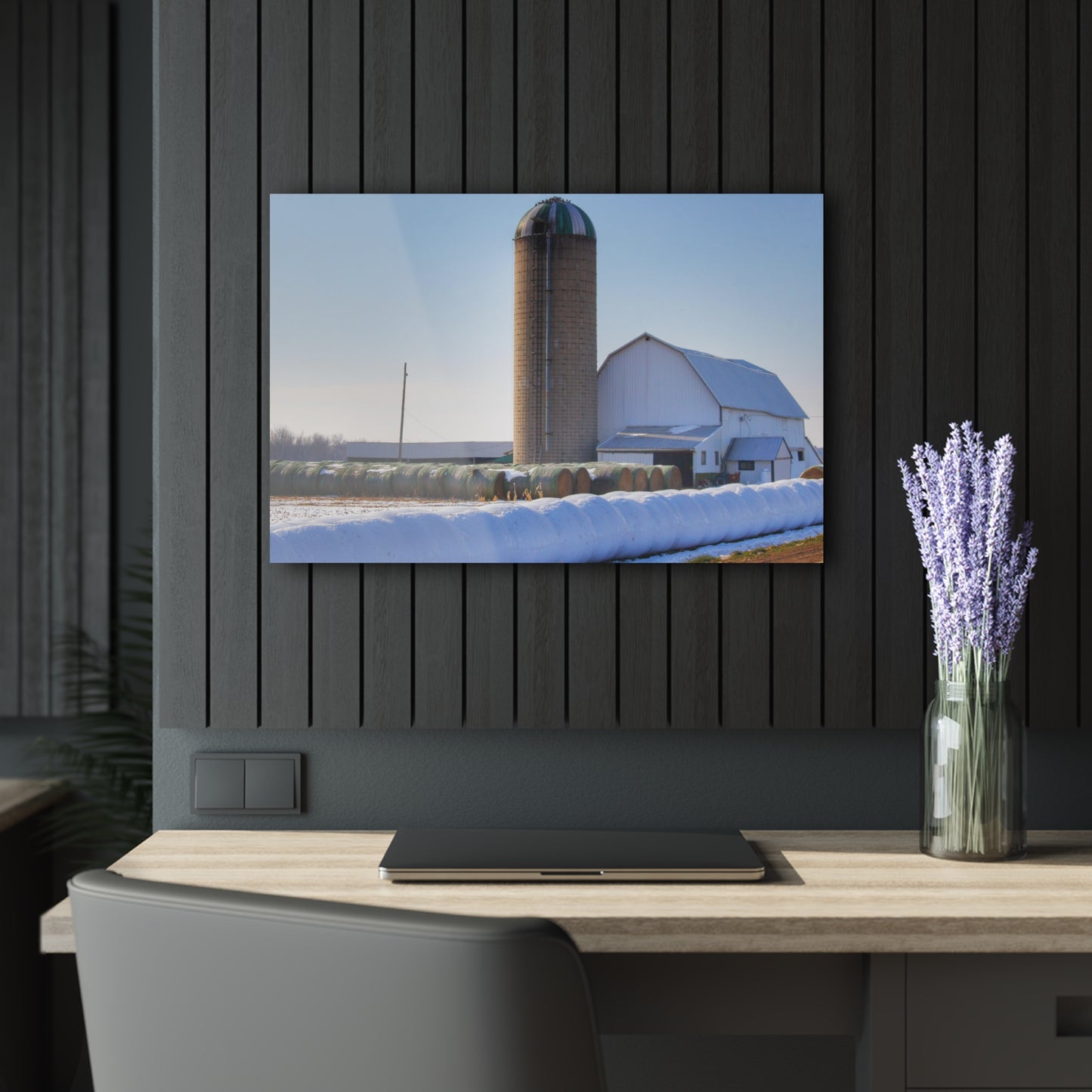 U R There Photography Bowers Road White in Winter Rustic Farmhouse Acrylic Wall Print