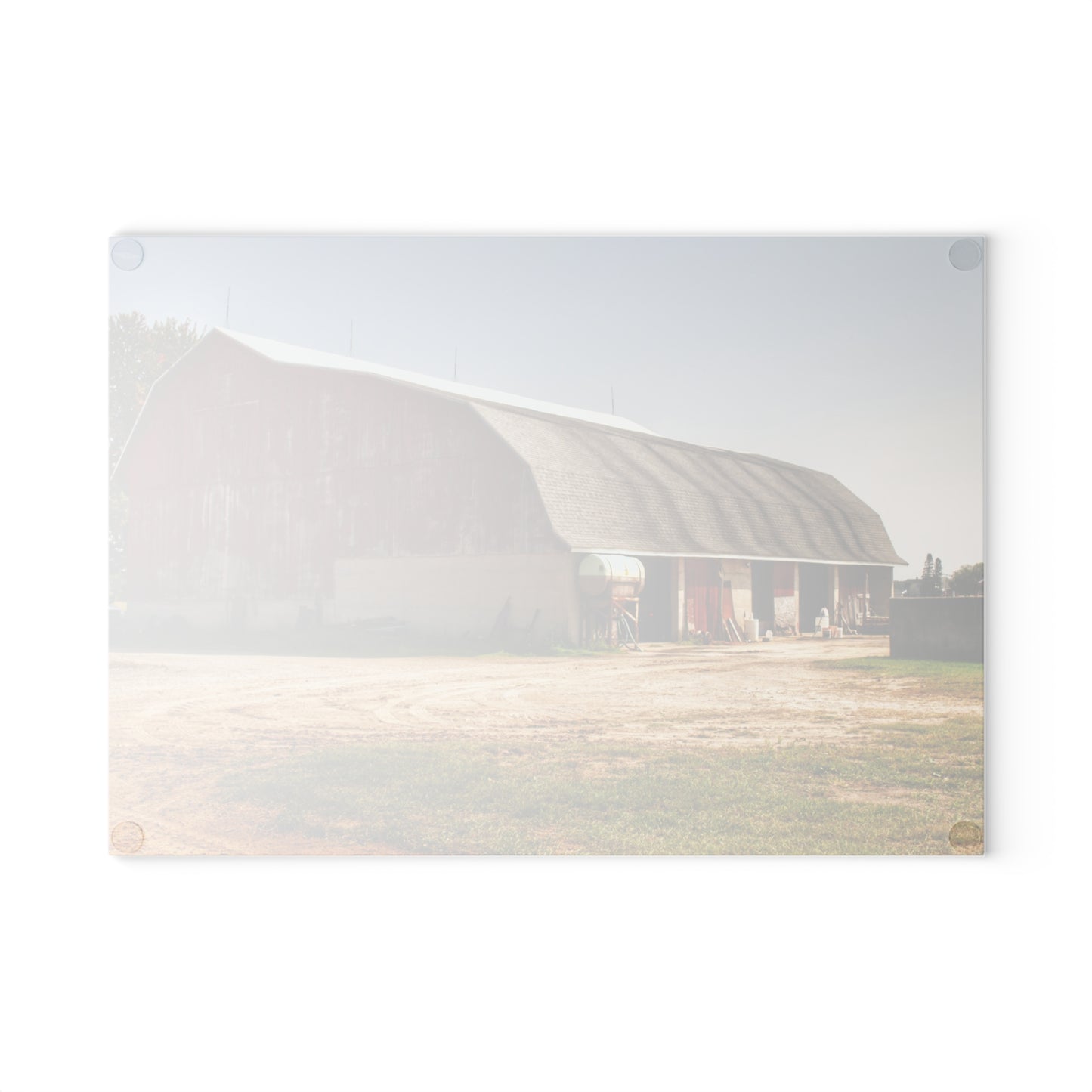 U R There Photography Quonset Barn Rustic Farmhouse Tempered-Glass Cutting Board
