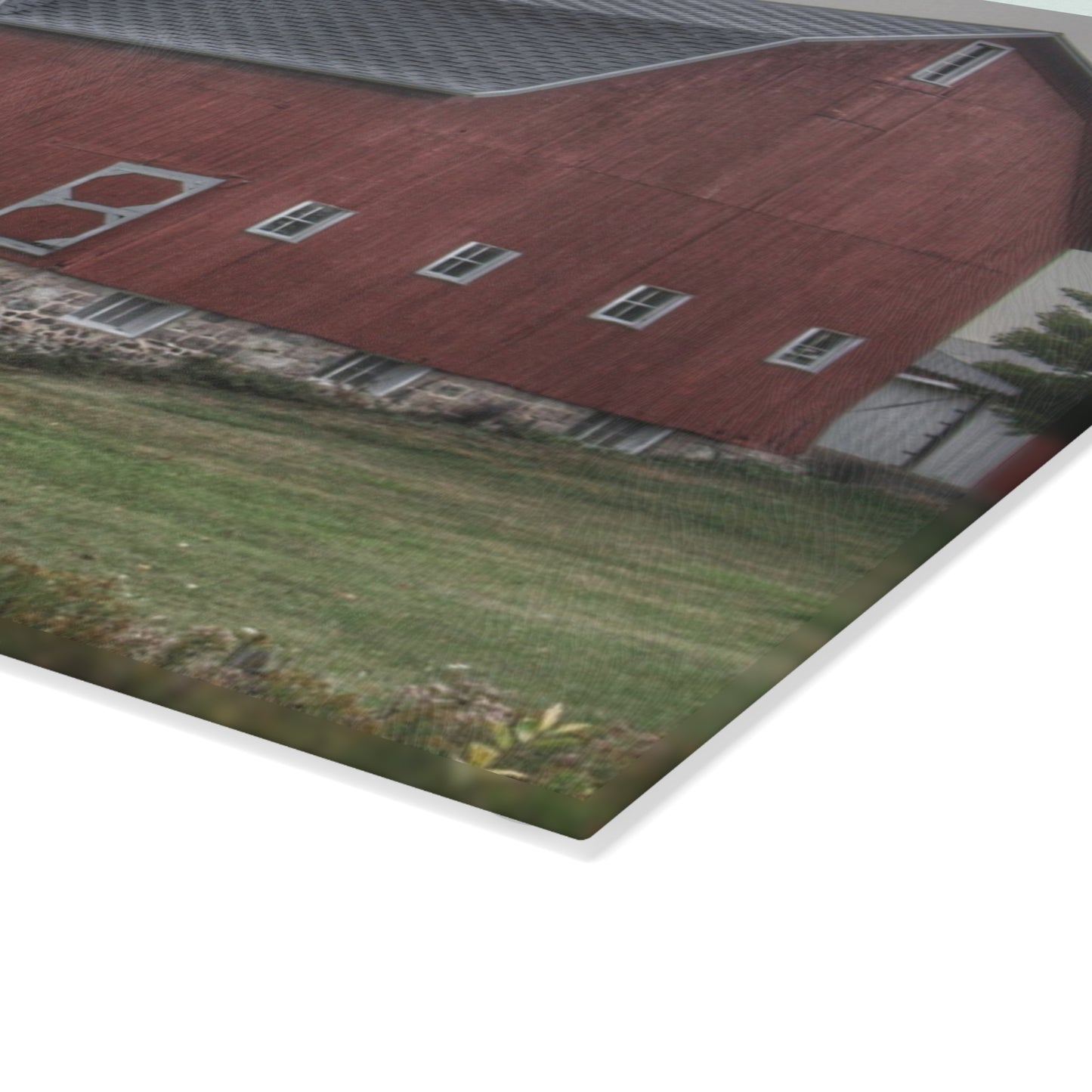 U R There Photography Vassar Road Red I Rustic Farmhouse Tempered-Glass Cutting Board