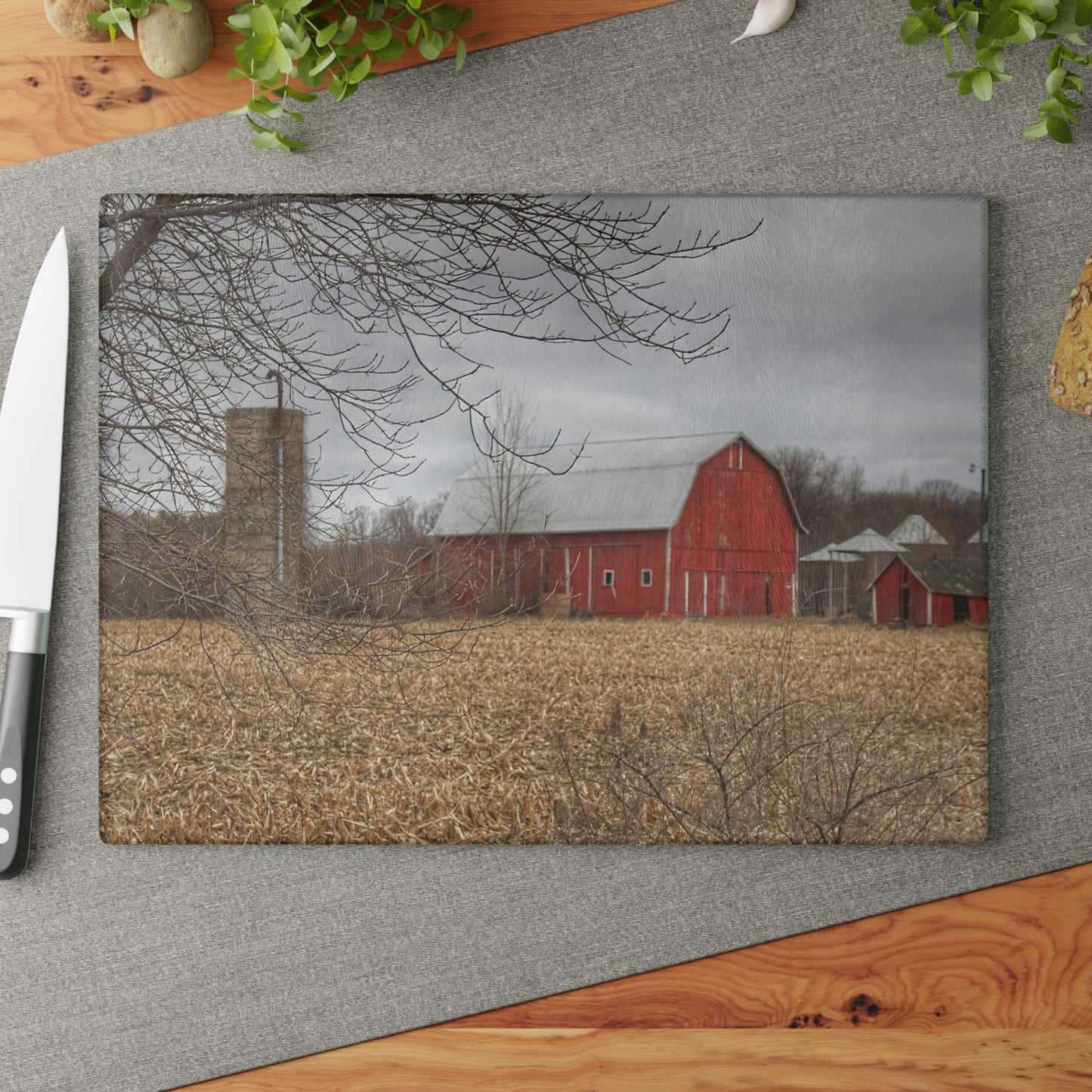 U R There Photography Barns of Arbela I Rustic Farmhouse Tempered-Glass Cutting Board