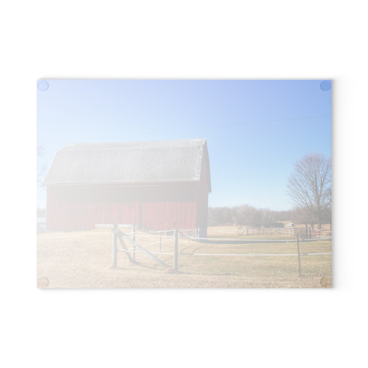 U R There Photography Phillips Road Red Rustic Farmhouse Tempered-Glass Cutting Board